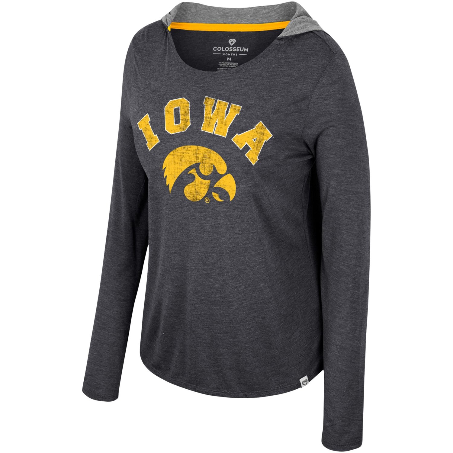 Colosseum Iowa Hawkeyes Distressed Heather Long Sleeve Hoodie T-Shirt - view number 2
