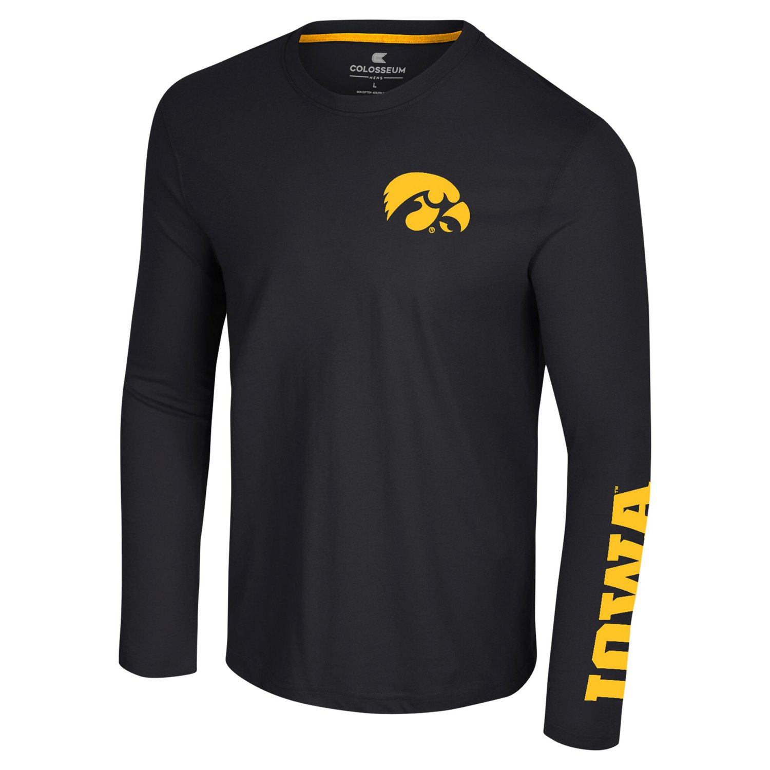 Colosseum Iowa Hawkeyes Logo Lockup 3-Hit Active Blend Long Sleeve T-Shirt - view number 2