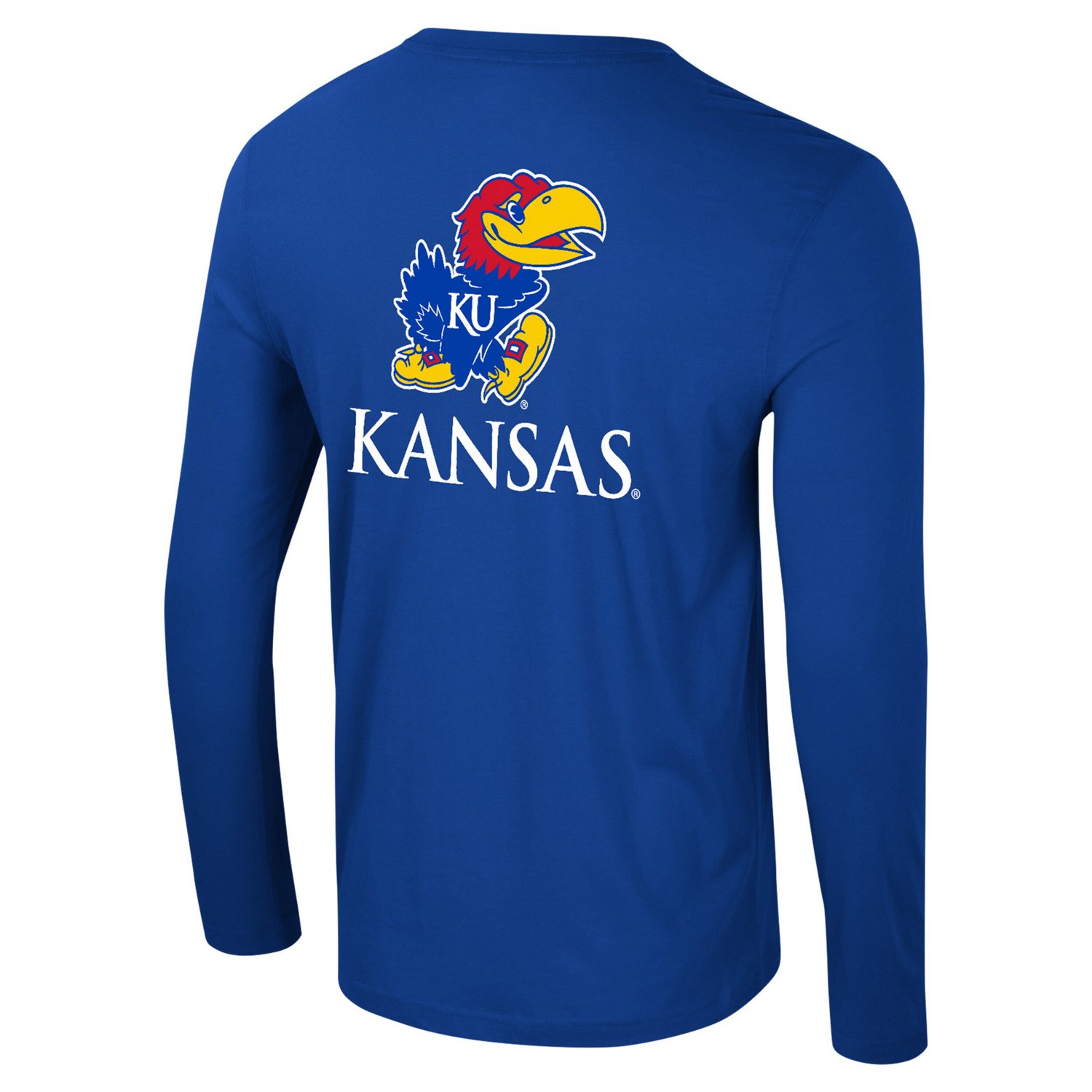 Colosseum Kansas Jayhawks Logo Lockup 3-Hit Active Blend Long Sleeve T-Shirt                                                     - view number 3