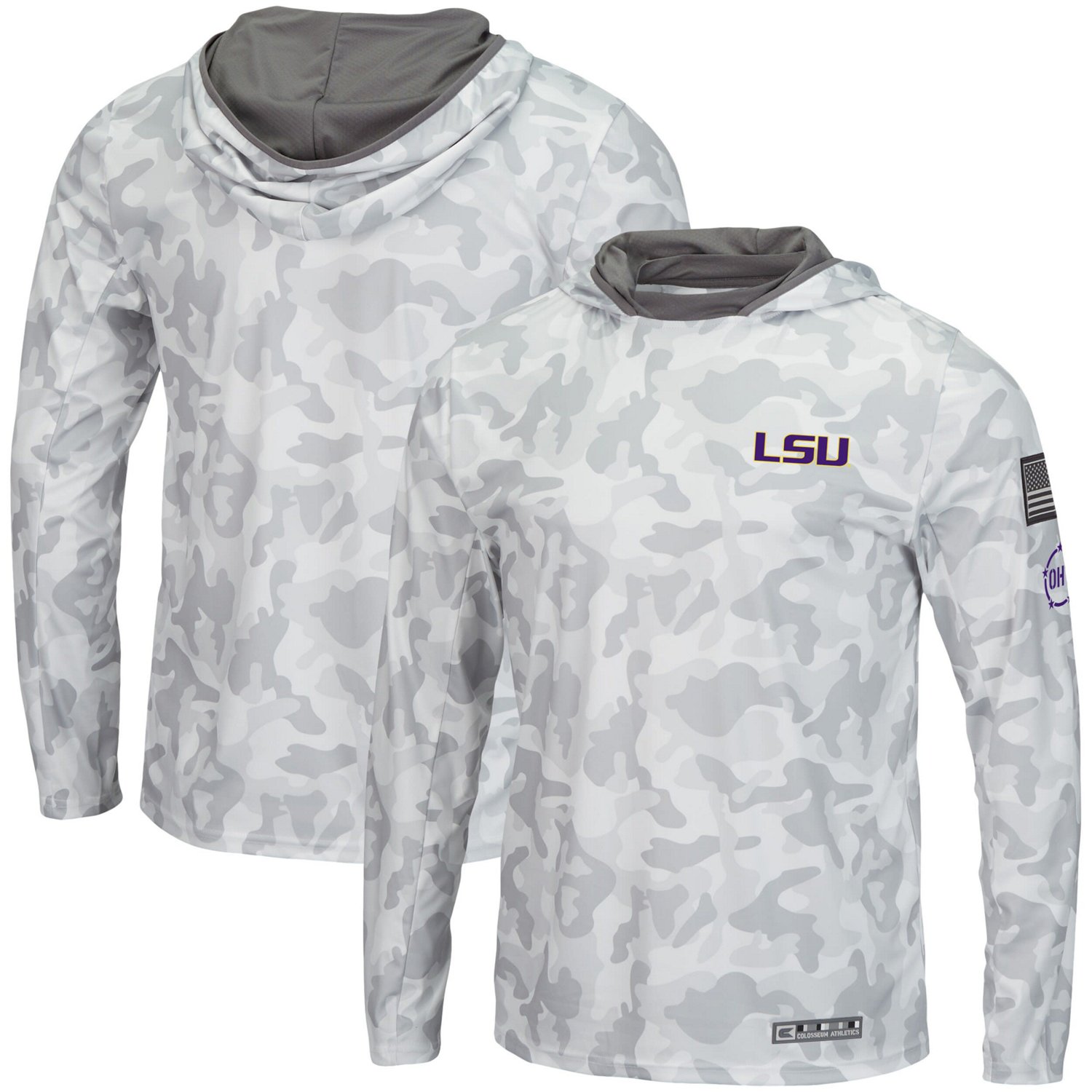 Colosseum LSU Tigers OHT Military Appreciation Long Sleeve Hoodie Top - view number 1