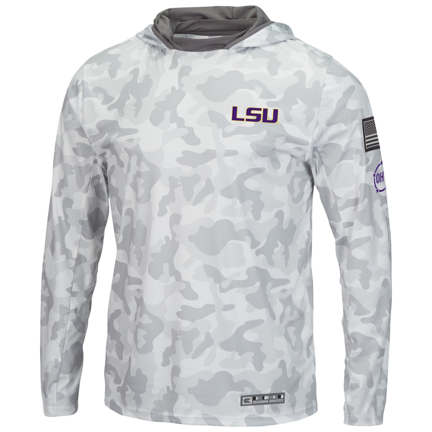 Colosseum LSU Tigers OHT Military Appreciation Long Sleeve Hoodie Top - view number 2