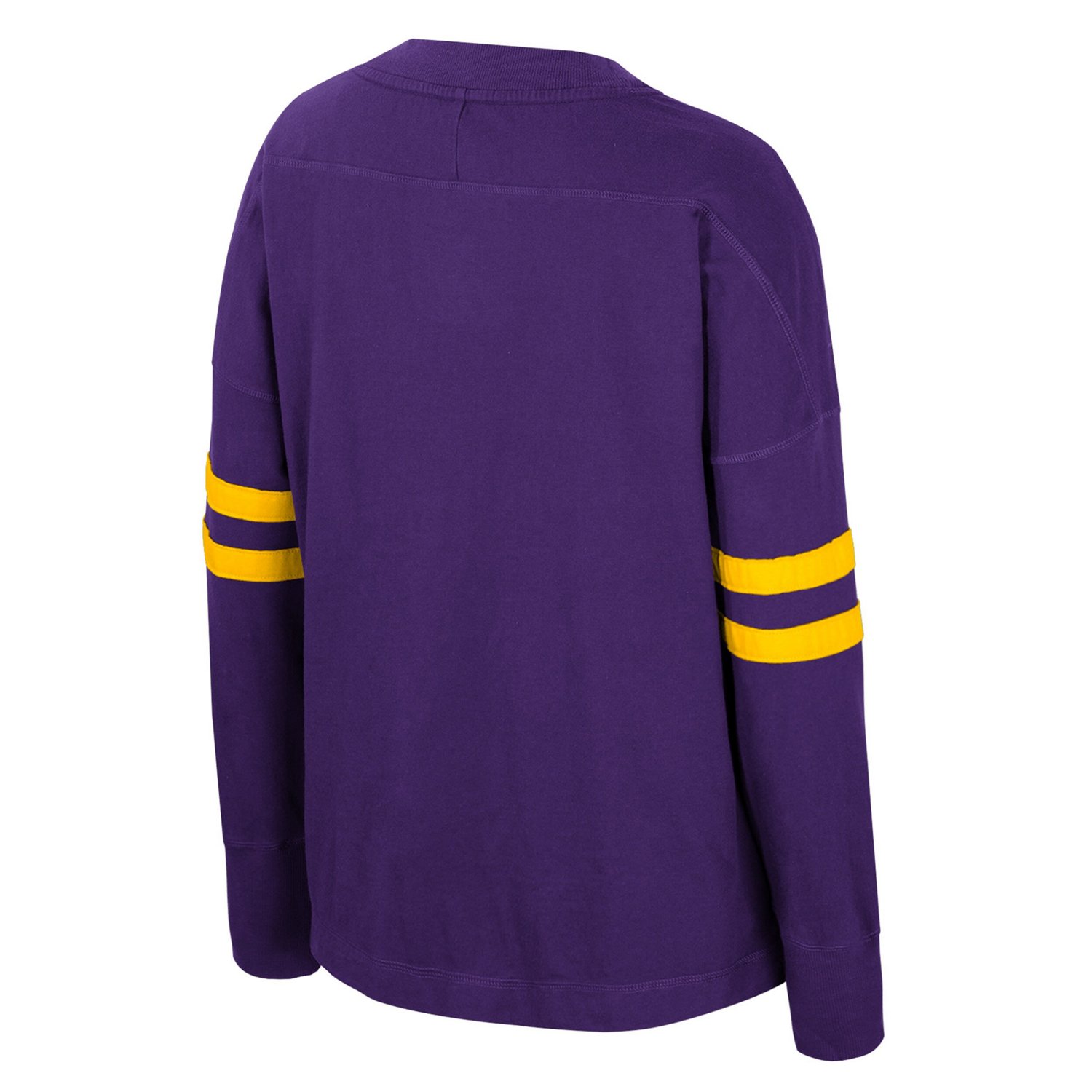 Colosseum LSU Tigers Oversized Violet Distressed V-Neck Long Sleeve T-Shirt - view number 3