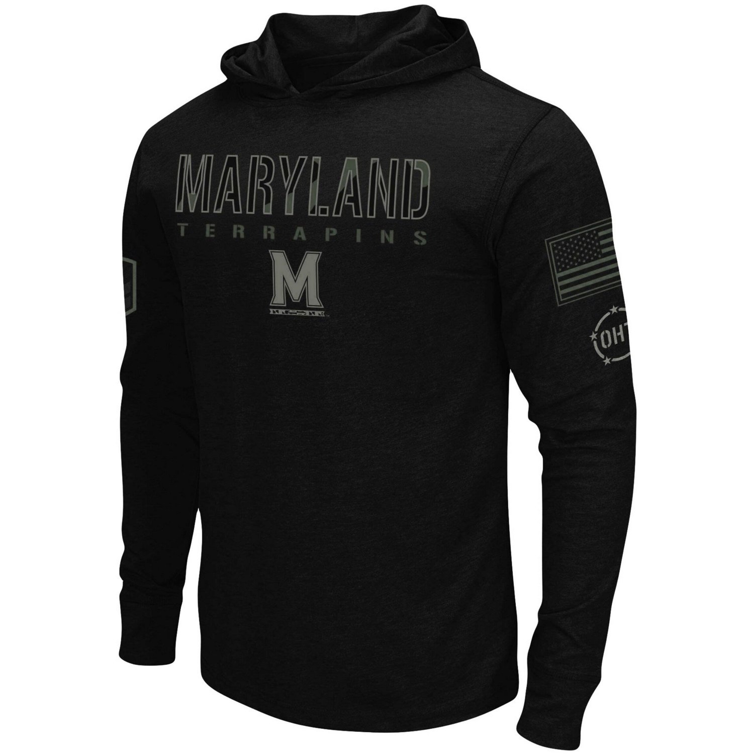 Colosseum Maryland Terrapins OHT Military Appreciation Hoodie Long Sleeve T-Shirt - view number 2