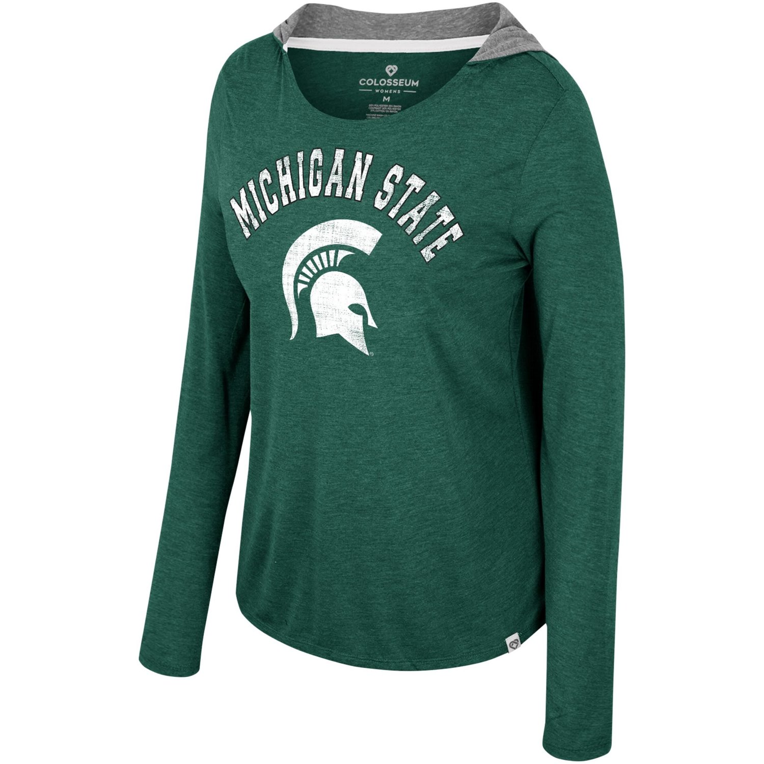 Colosseum Michigan State Spartans Distressed Heather Long Sleeve Hoodie T-Shirt - view number 2