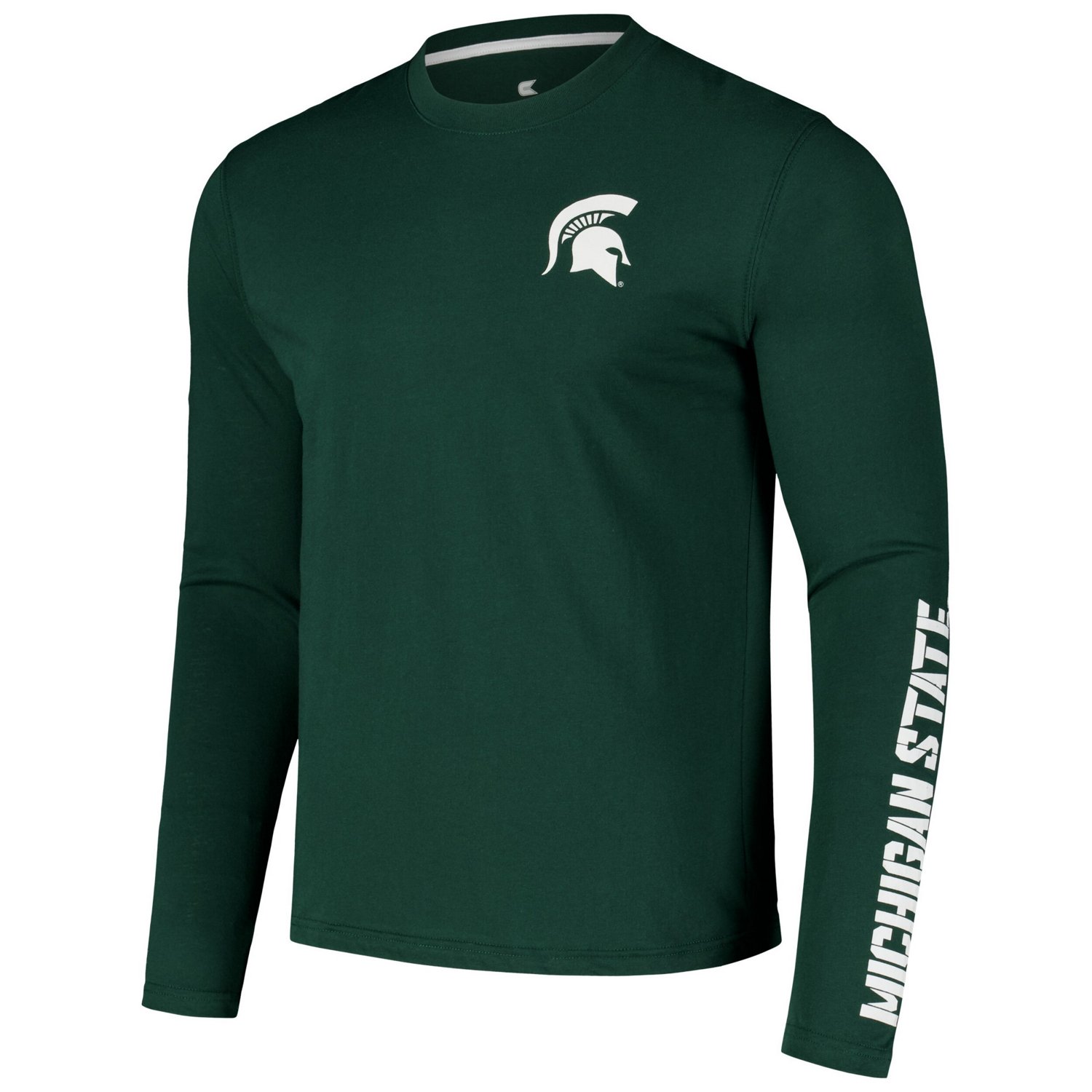 Colosseum Michigan State Spartans Logo Lockup 3-Hit Active Blend Long Sleeve T-Shirt - view number 2