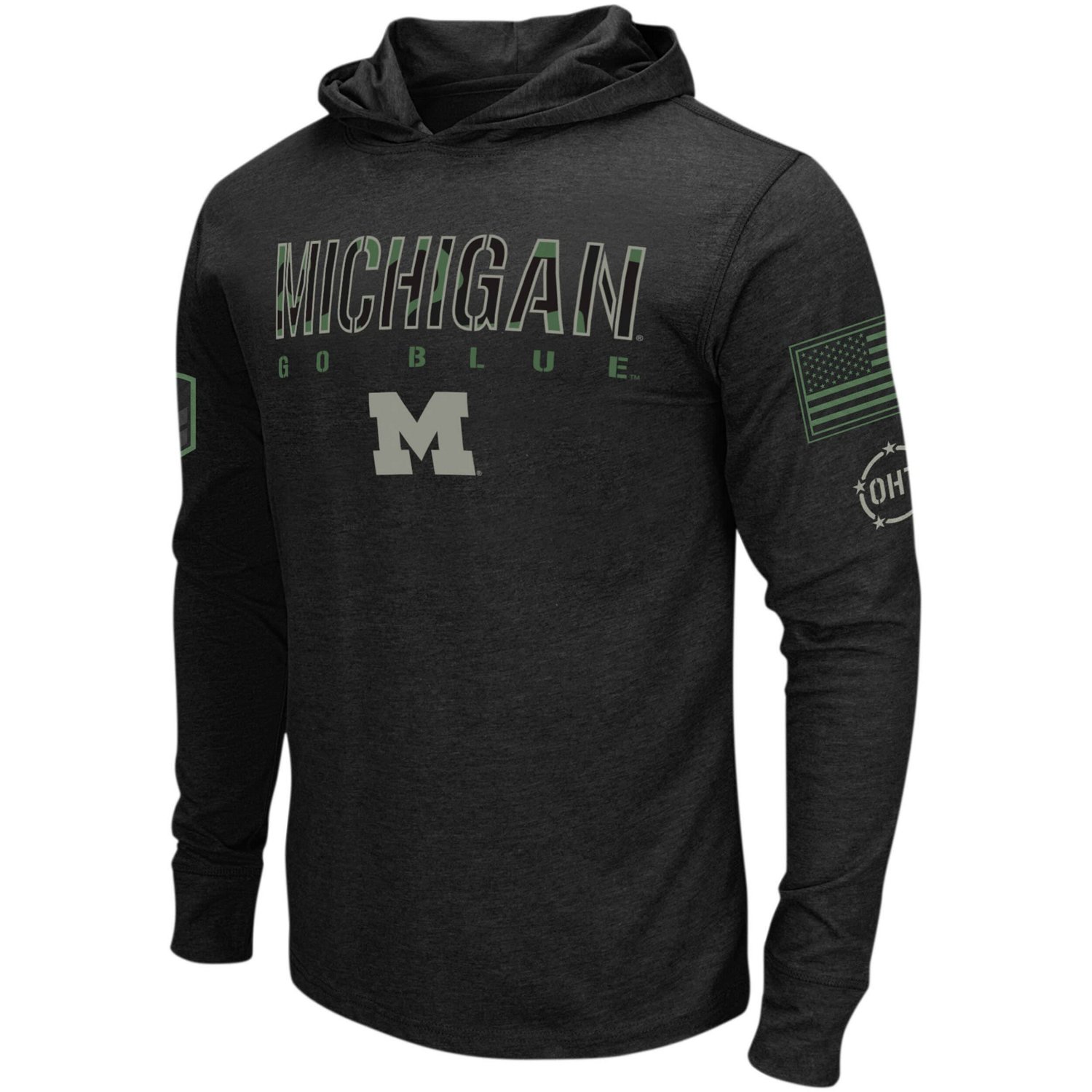 Colosseum Michigan Wolverines Big  Tall OHT Military Appreciation Tango Long Sleeve Hoodie T-Shirt - view number 2