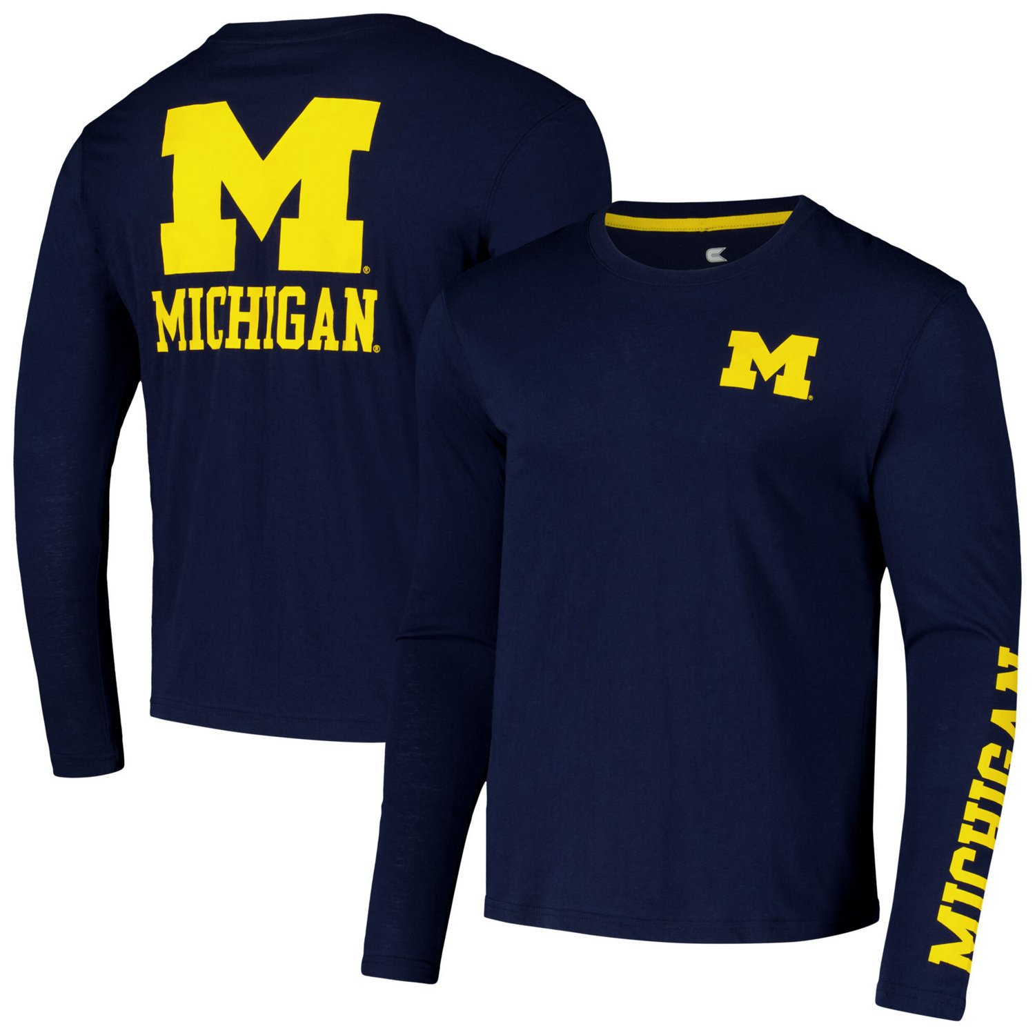 Colosseum Michigan Wolverines Logo Lockup 3-Hit Active Blend Long Sleeve T-Shirt - view number 1