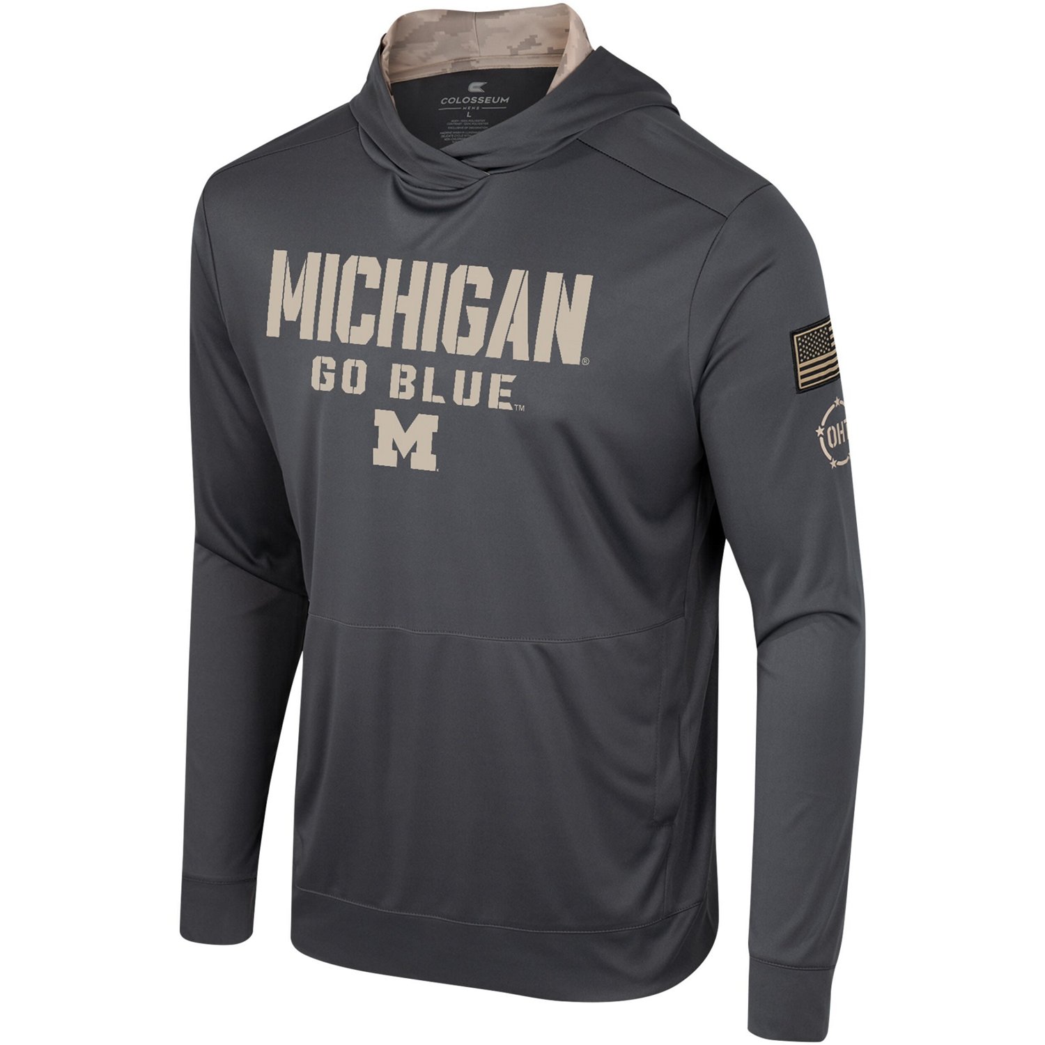 Colosseum Michigan Wolverines OHT Military Appreciation Long Sleeve Hoodie T-Shirt - view number 2