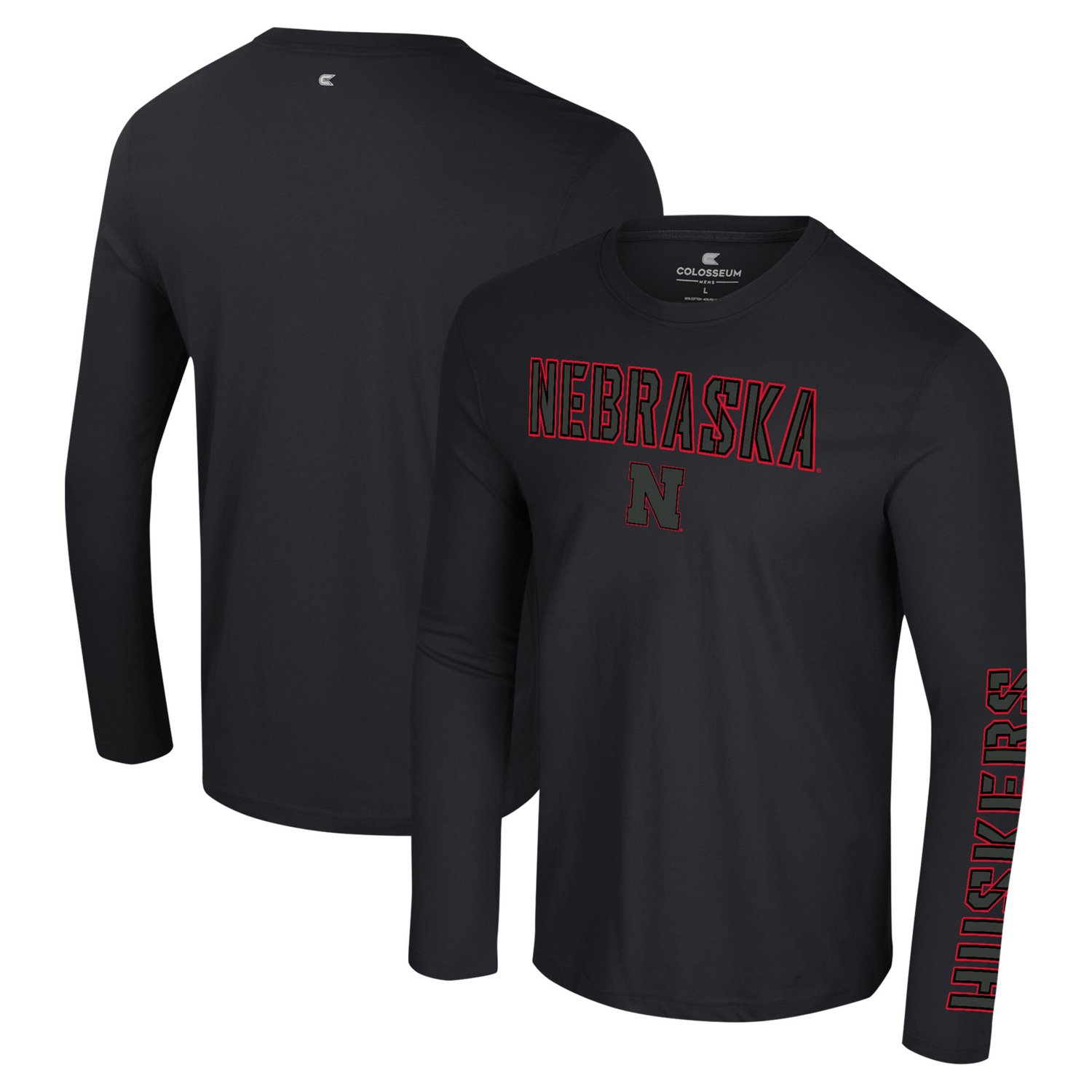 Colosseum Nebraska Huskers Color Pop Active Blend 2-Hit Long Sleeve T-Shirt                                                      - view number 1