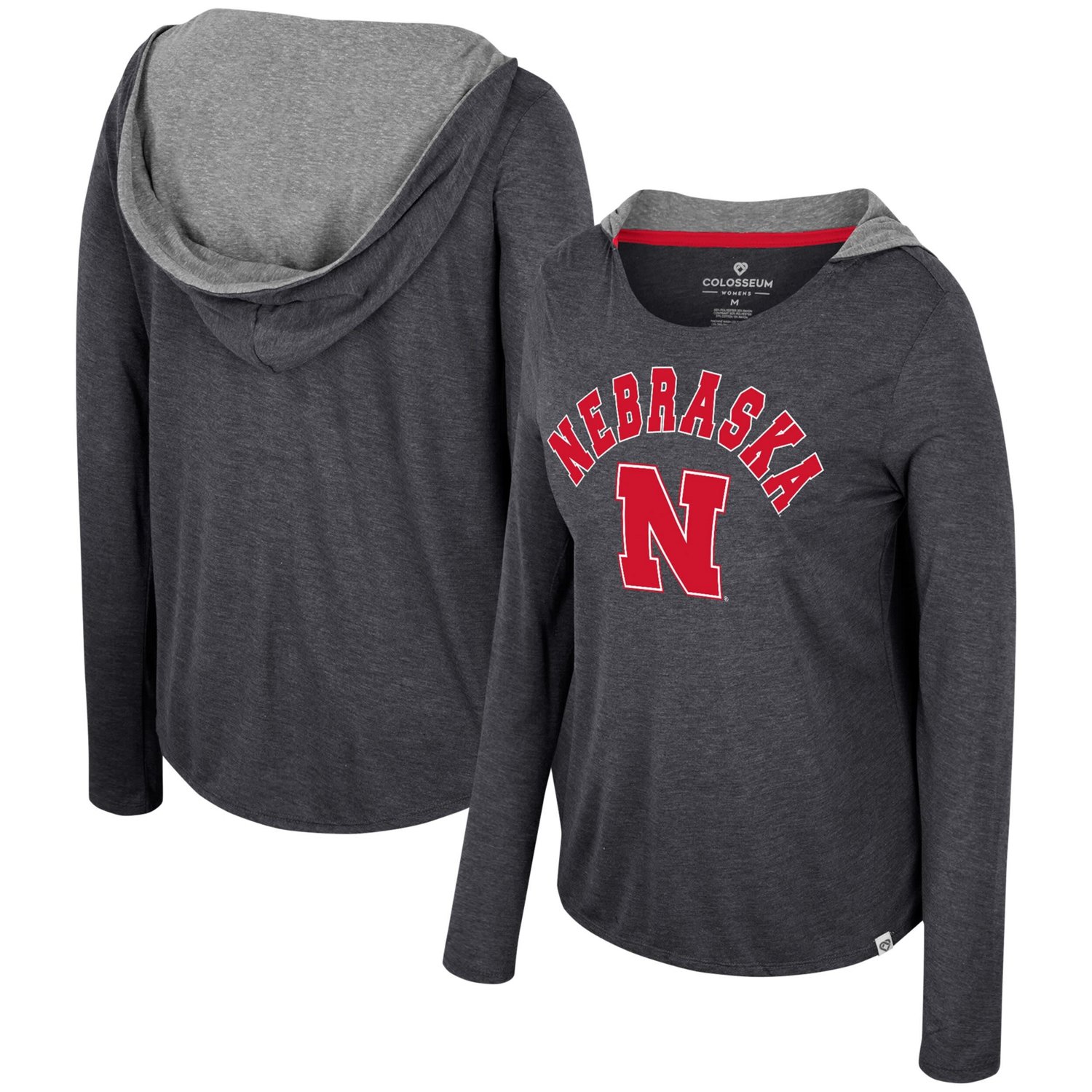 Colosseum Nebraska Huskers Distressed Heather Long Sleeve Hoodie T-Shirt