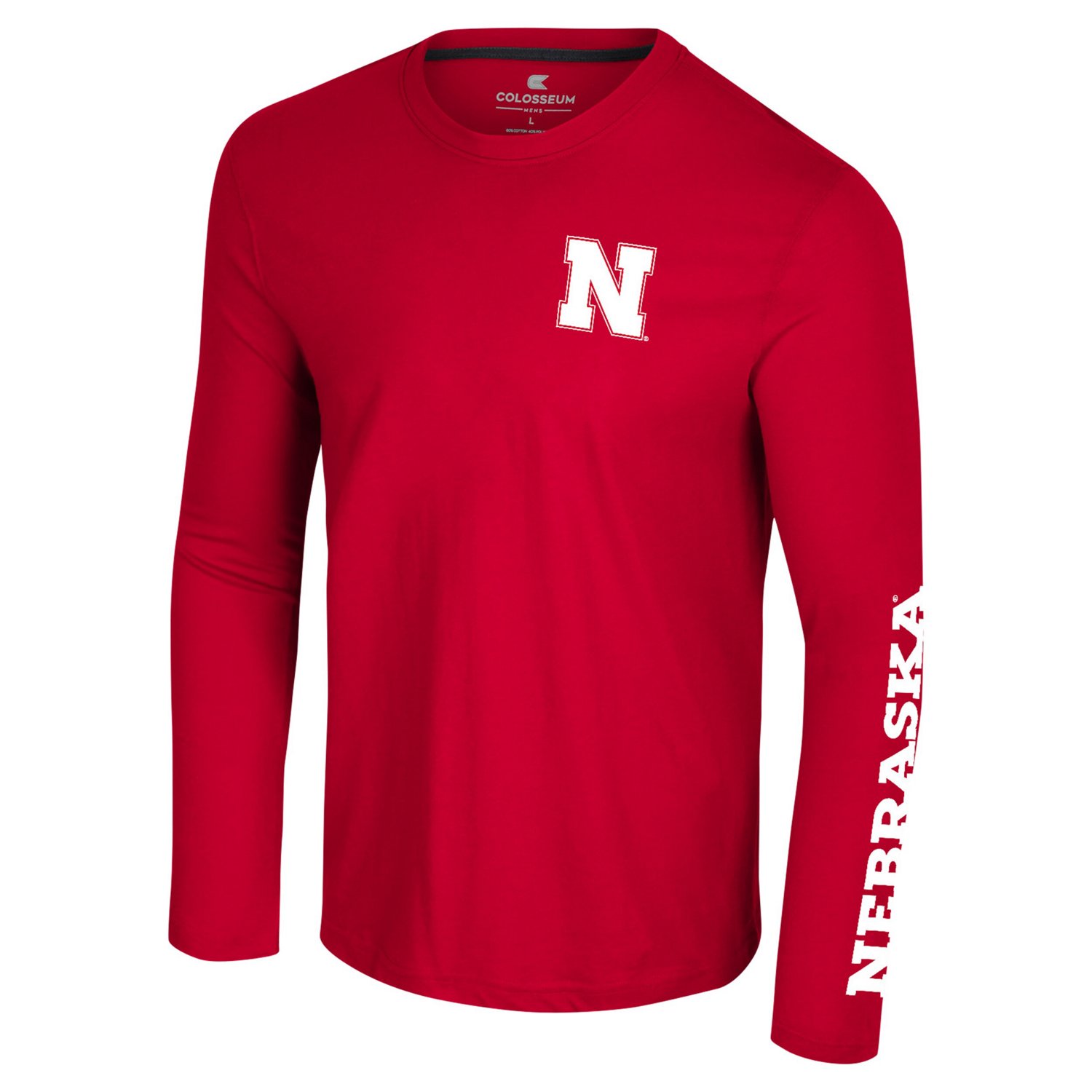 Colosseum Nebraska Huskers Logo Lockup 3-Hit Active Blend Long Sleeve T-Shirt                                                    - view number 2