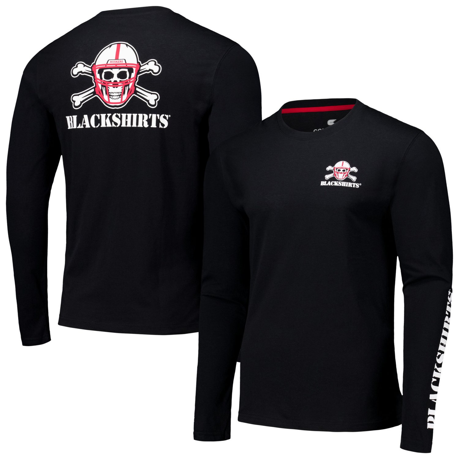 Colosseum Nebraska Huskers Logo Lockup 3-Hit Active Blend Long Sleeve T-Shirt