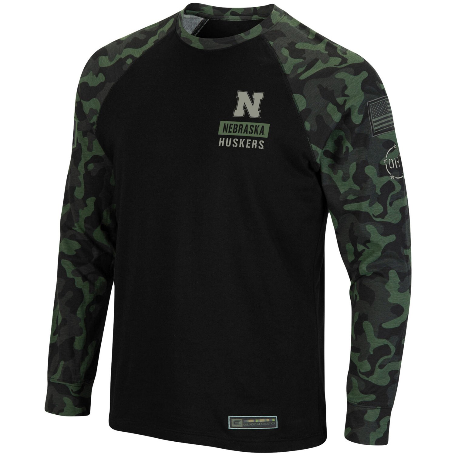 Colosseum Nebraska Huskers OHT Military Appreciation Camo Raglan Long Sleeve T-Shirt - view number 2