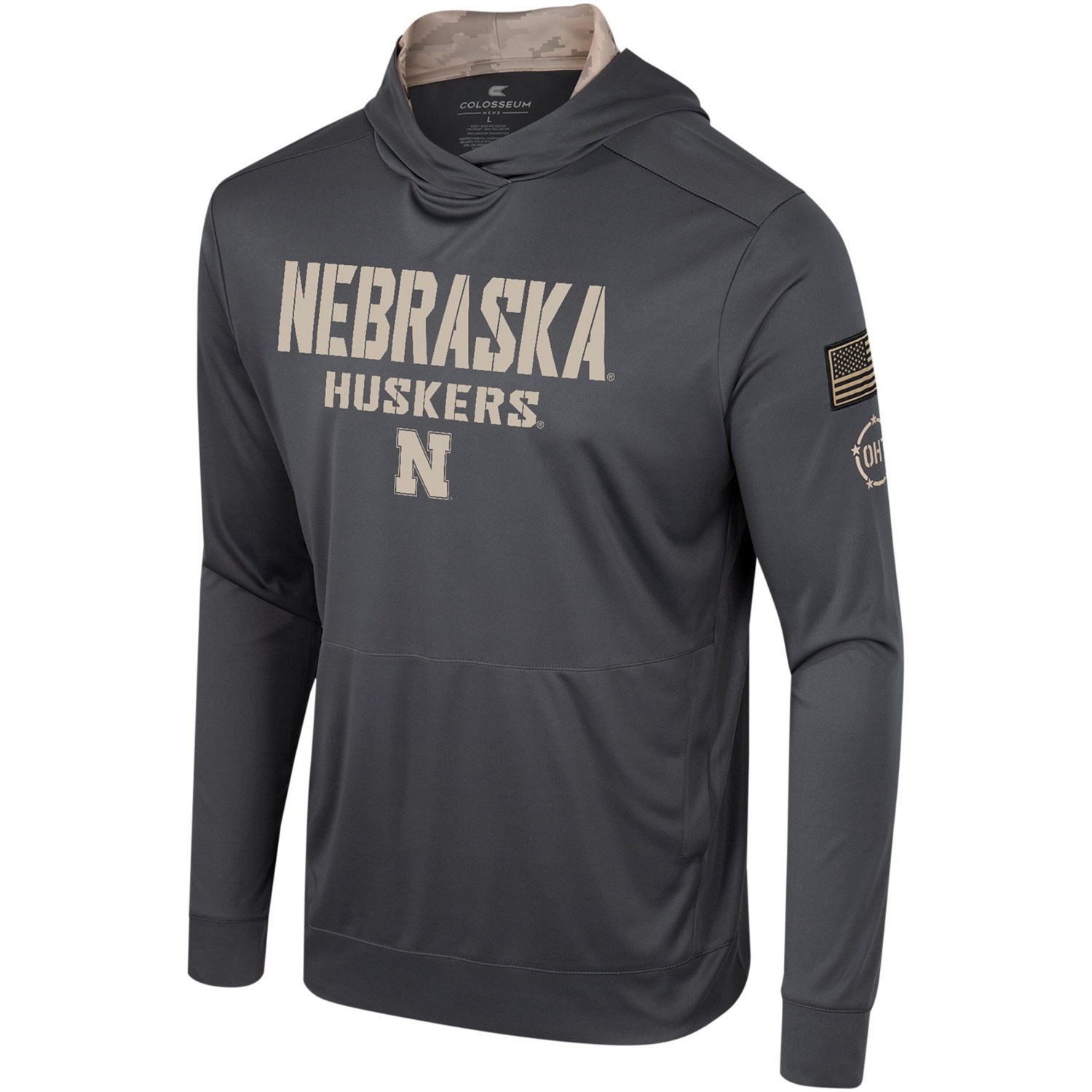 Colosseum Nebraska Huskers OHT Military Appreciation Long Sleeve Hoodie T-Shirt - view number 2