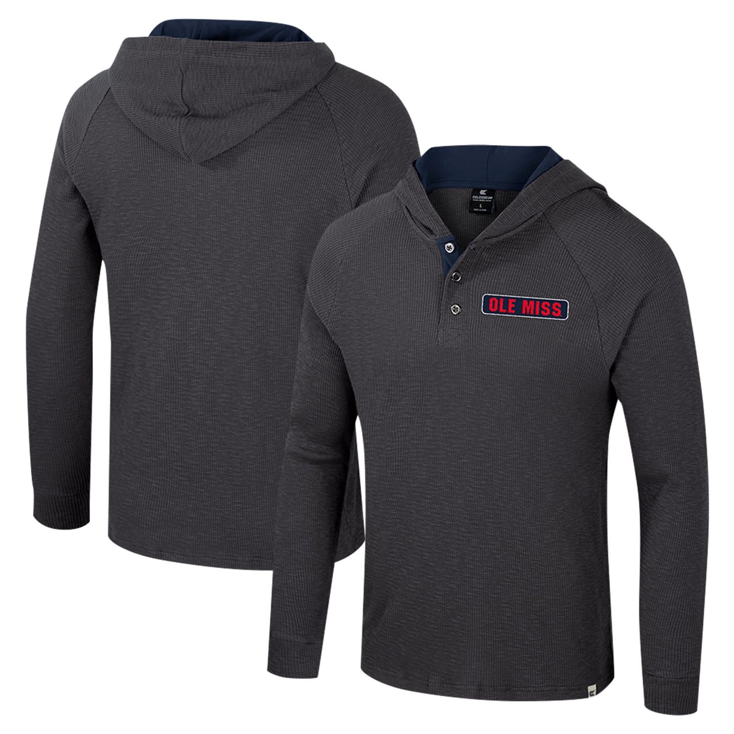 Colosseum Ole Miss Rebels Dujour Ralgan Long Sleeve Henley Hoodie T-Shirt