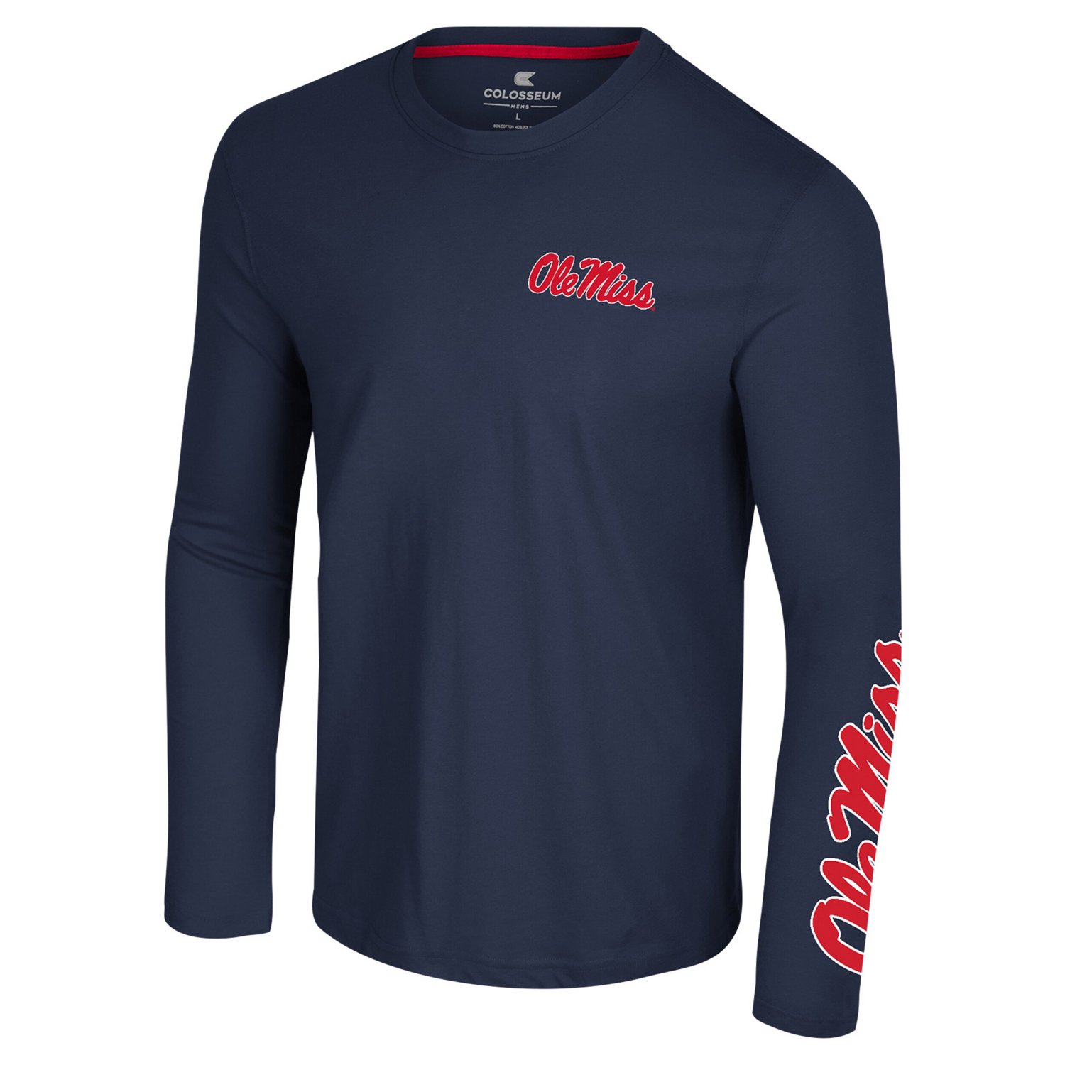 Colosseum Ole Miss Rebels Logo Lockup 3-Hit Active Blend Long Sleeve T-Shirt - view number 2