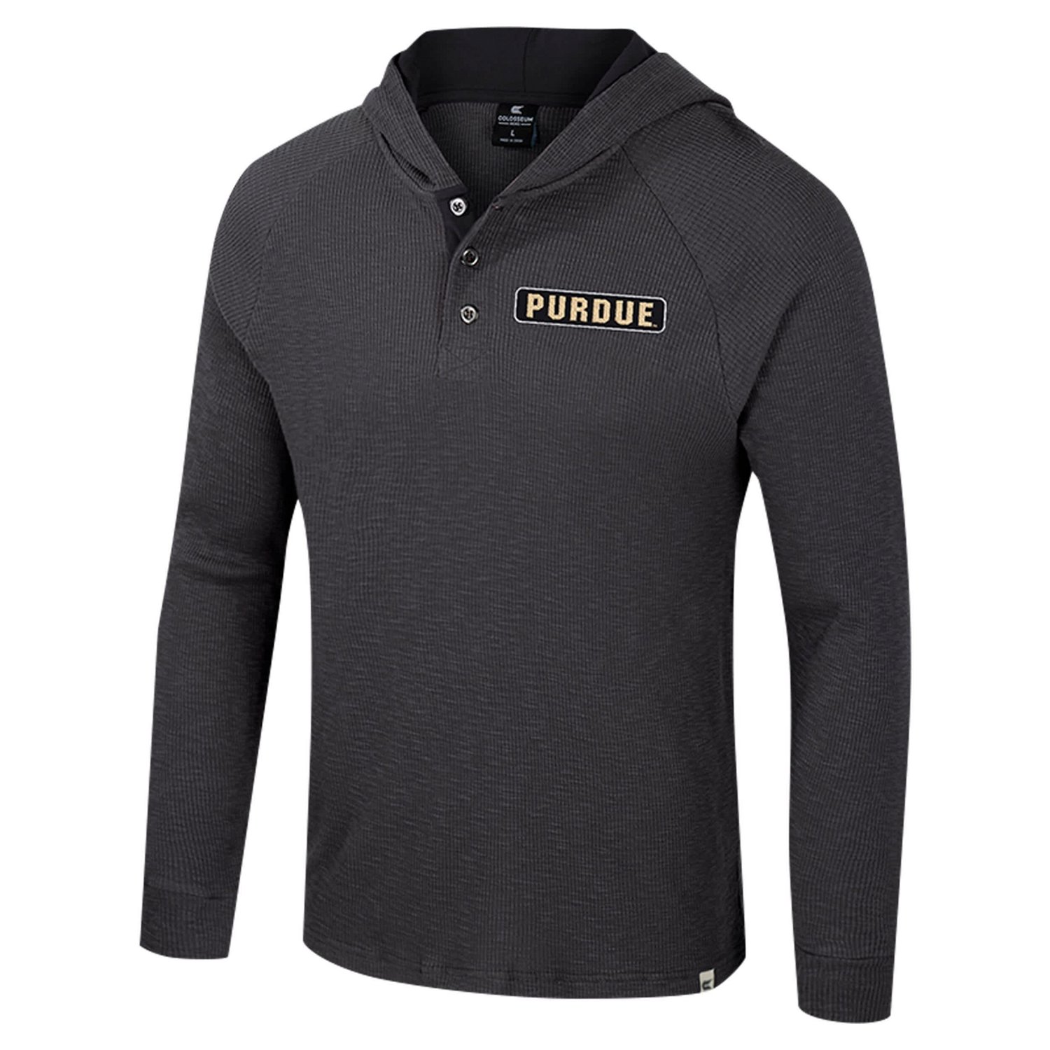 Colosseum Purdue Boilermakers Dujour Ralgan Long Sleeve Henley Hoodie T-Shirt - view number 2