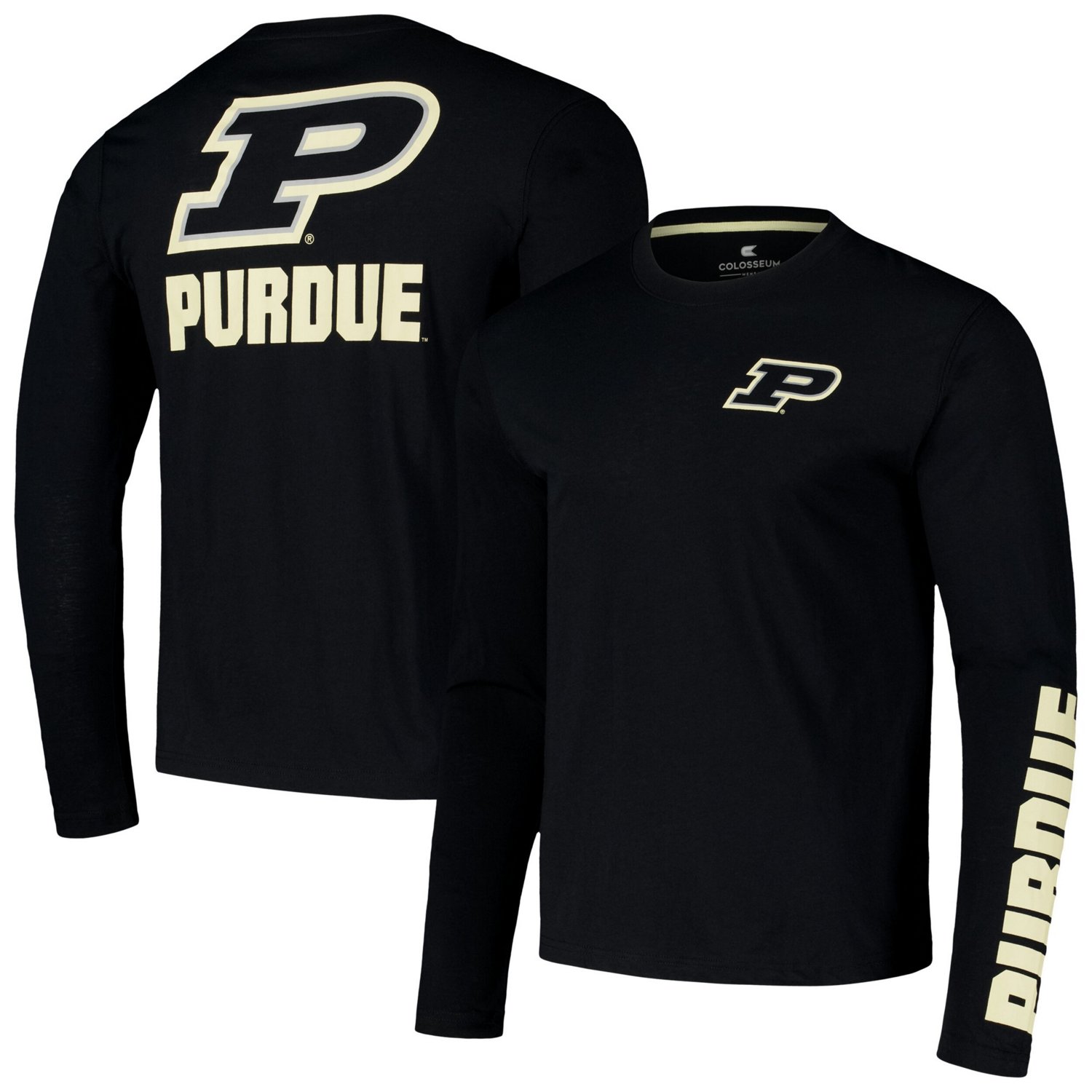 Colosseum Purdue Boilermakers Logo Lockup 3-Hit Active Blend Long Sleeve T-Shirt - view number 1