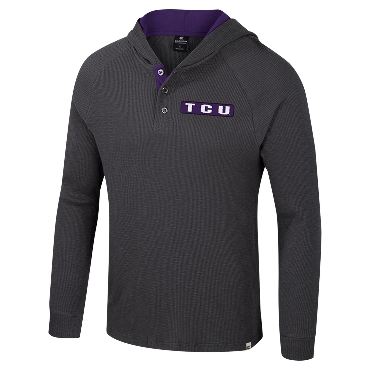 Colosseum TCU Horned Frogs Dujour Ralgan Long Sleeve Henley Hoodie T-Shirt                                                       - view number 2
