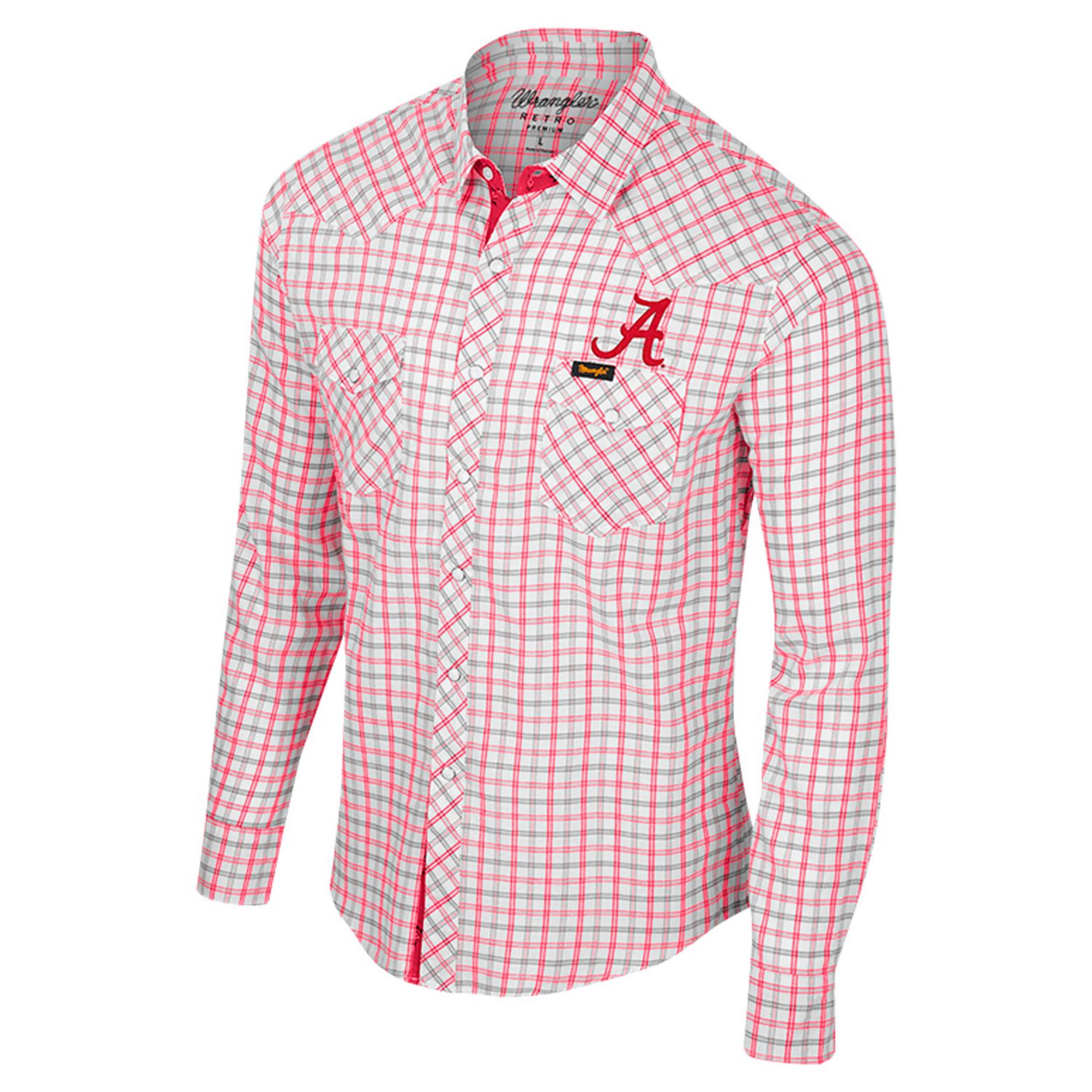 Colosseum x Wrangler Alabama Crimson Tide Plaid Window Pane Long Sleeve Full-Snap Shirt