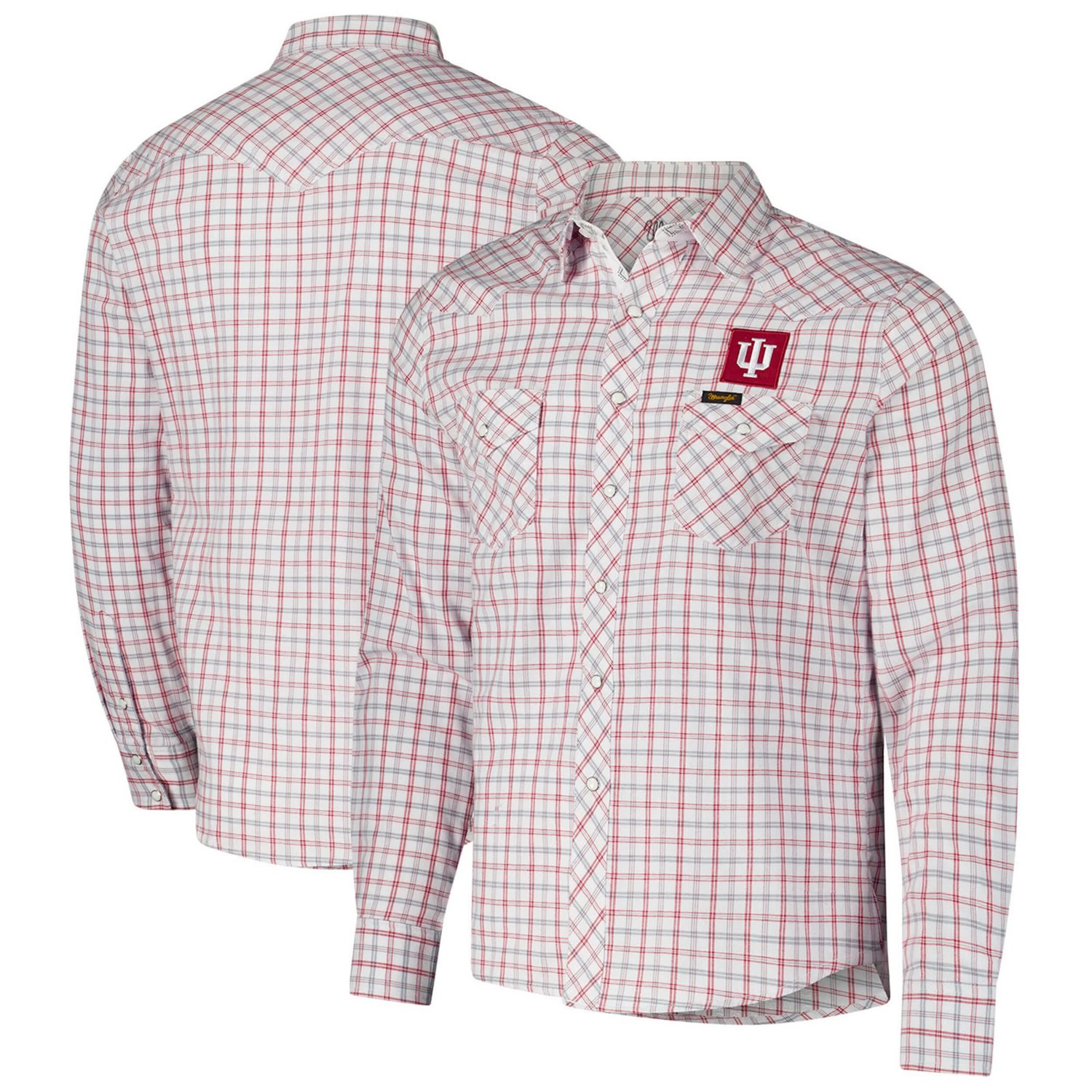Colosseum x Wrangler Indiana Hoosiers Plaid Window Pane Long Sleeve Full-Snap Shirt
