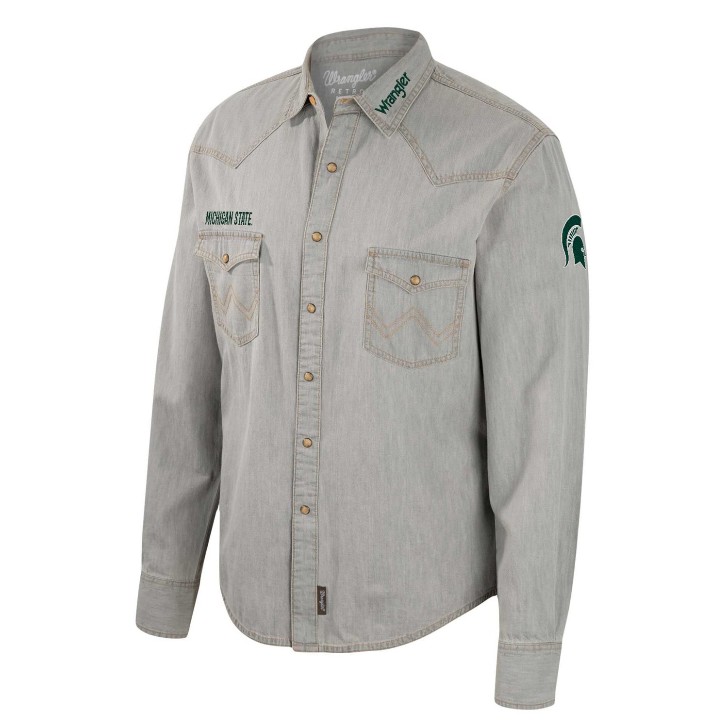 Colosseum x Wrangler Michigan State Spartans Cowboy Cut Western Full-Snap Long Sleeve Shirt