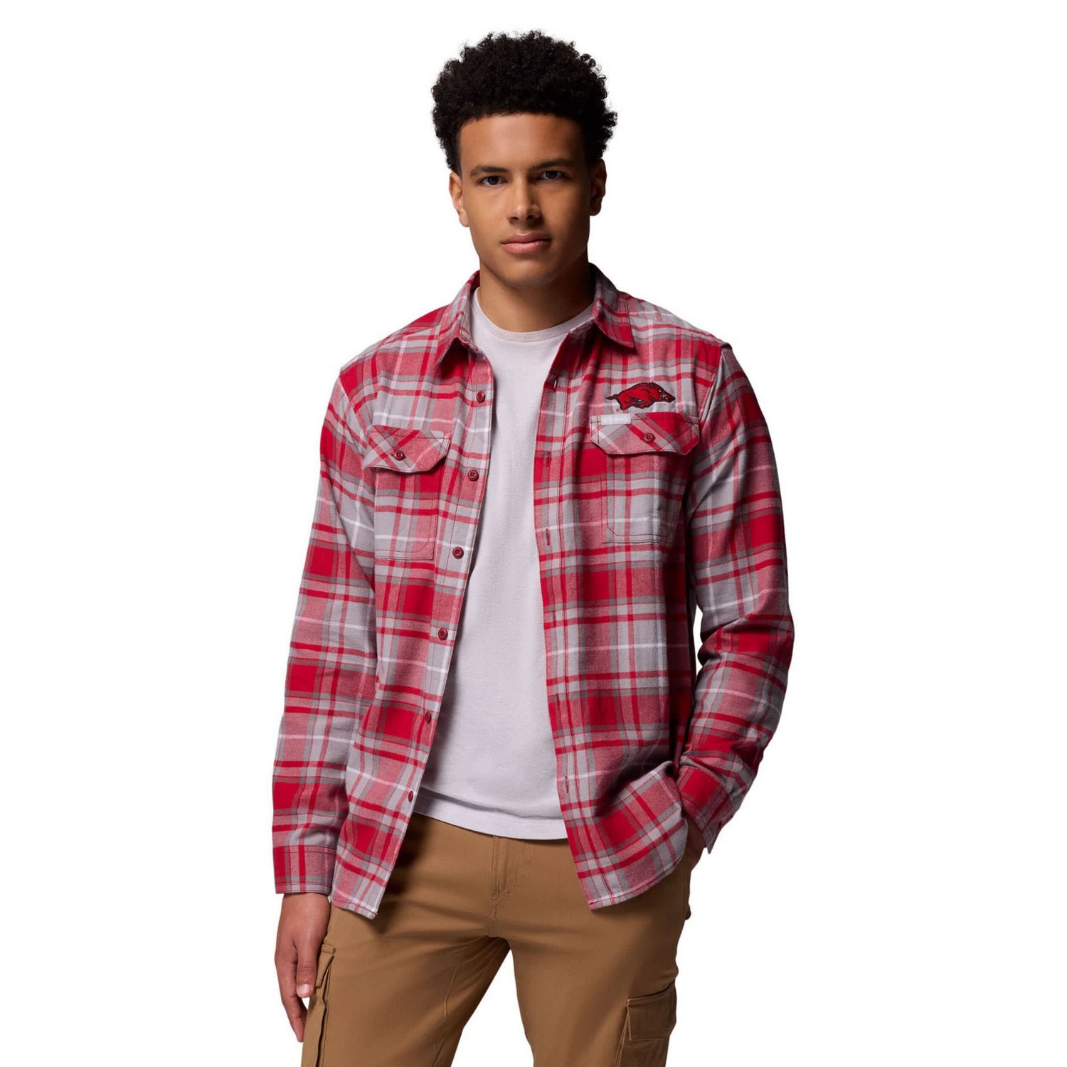Columbia Arkansas Razorbacks Flare Gun Omni-Wick Flannel Long Sleeve Button-Up Shirt - view number 4