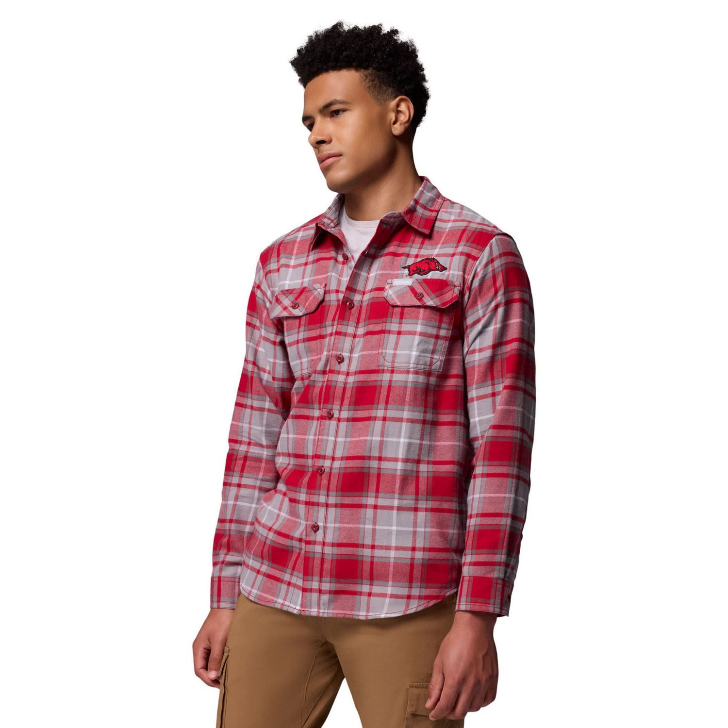 Columbia Arkansas Razorbacks Flare Gun Omni-Wick Flannel Long Sleeve Button-Up Shirt - view number 3