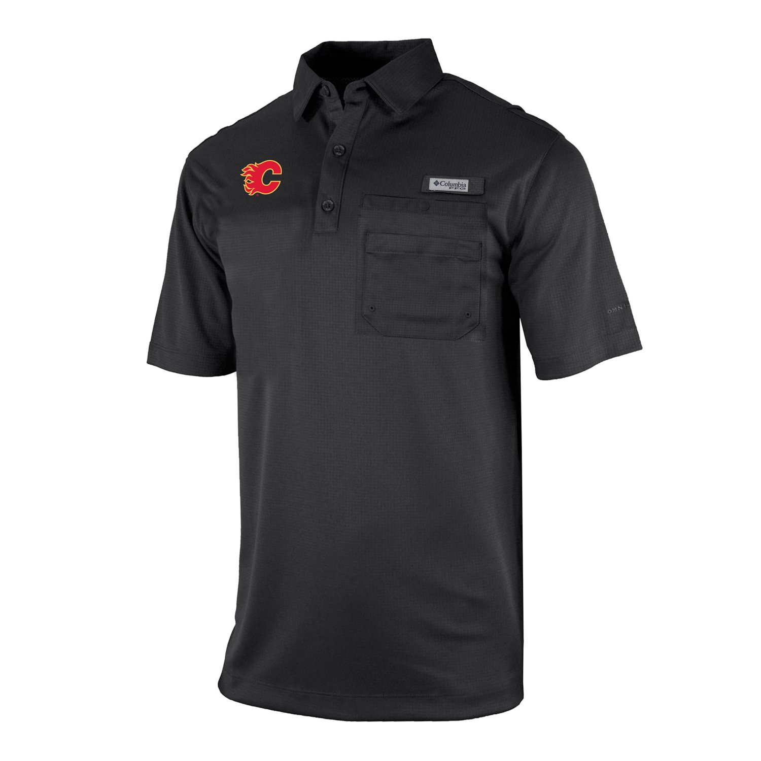 Columbia Calgary Flames Flycaster Omni-Wick Pocket Polo - view number 2