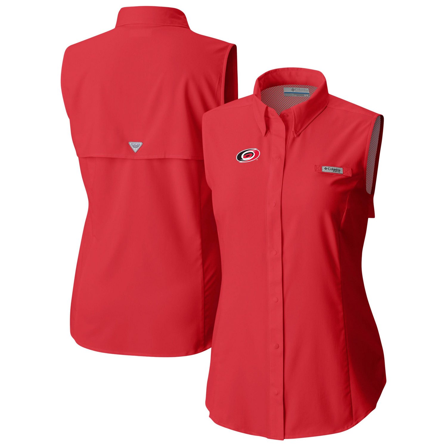 Columbia Carolina Hurricanes Tamiami Omni-Shade Sleeveless Button-Up Shirt