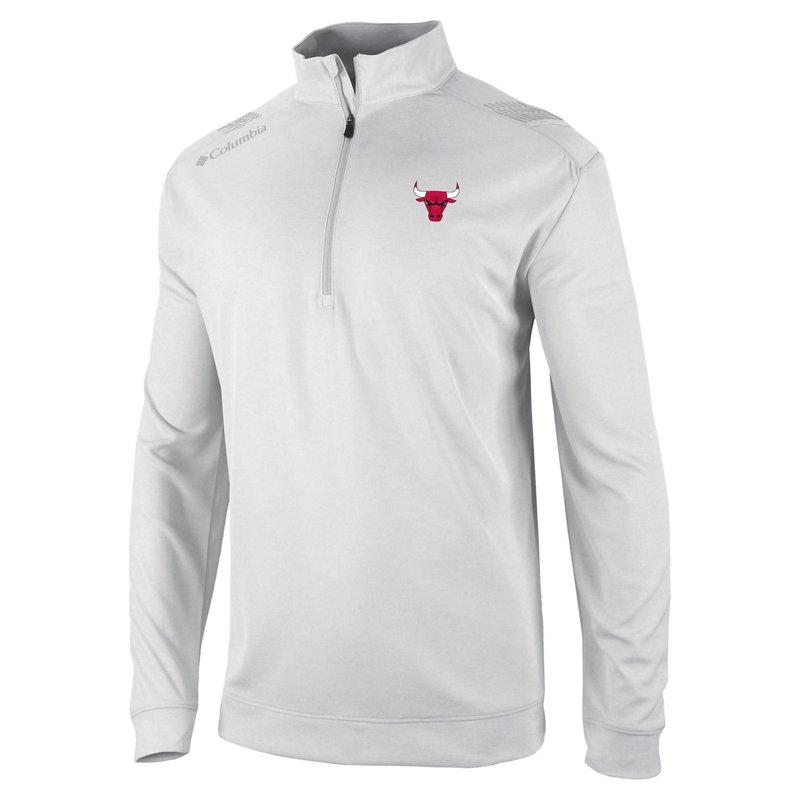 Men's Columbia  White Chicago Bulls Oakland Downs Quarter-Zip Pullover