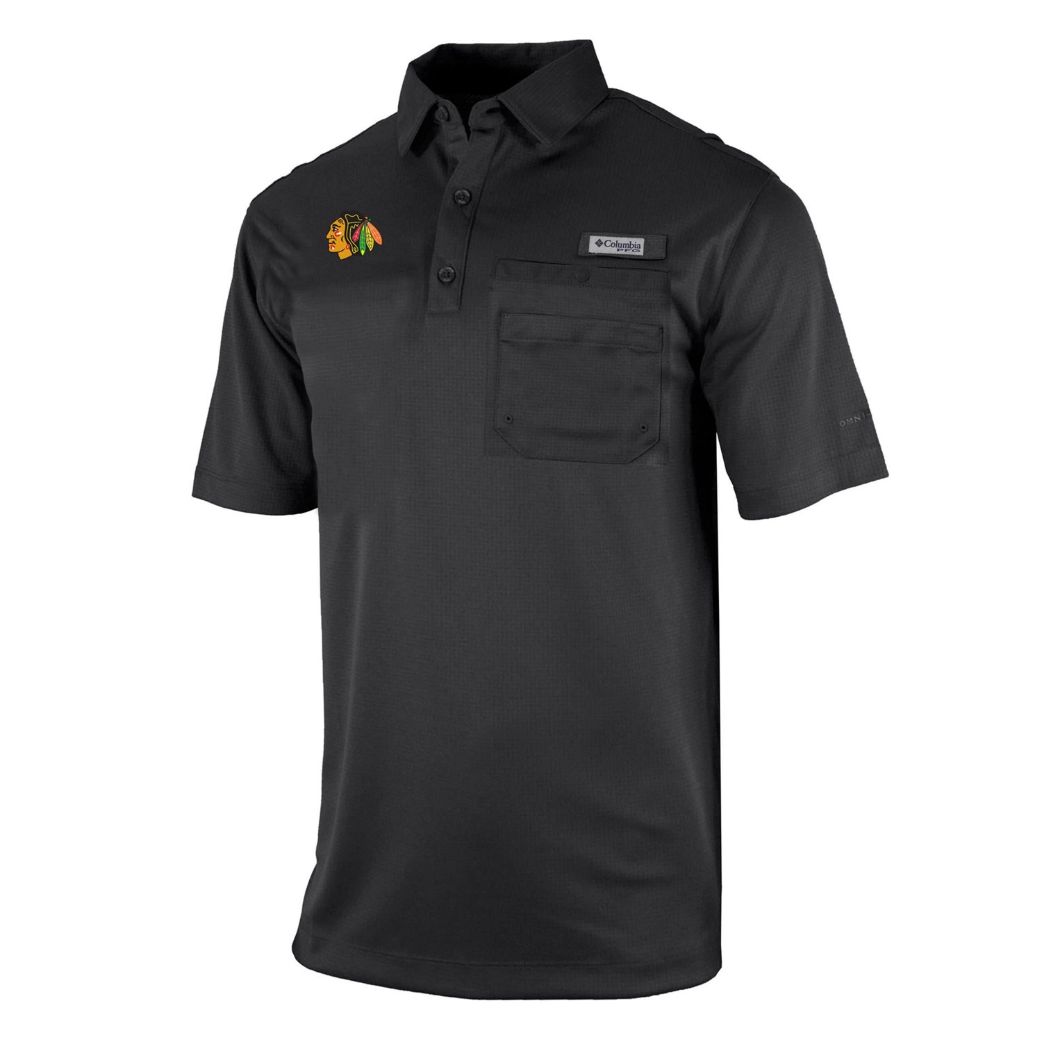 Columbia Chicago hawks Flycaster Omni-Wick Pocket Polo - view number 2