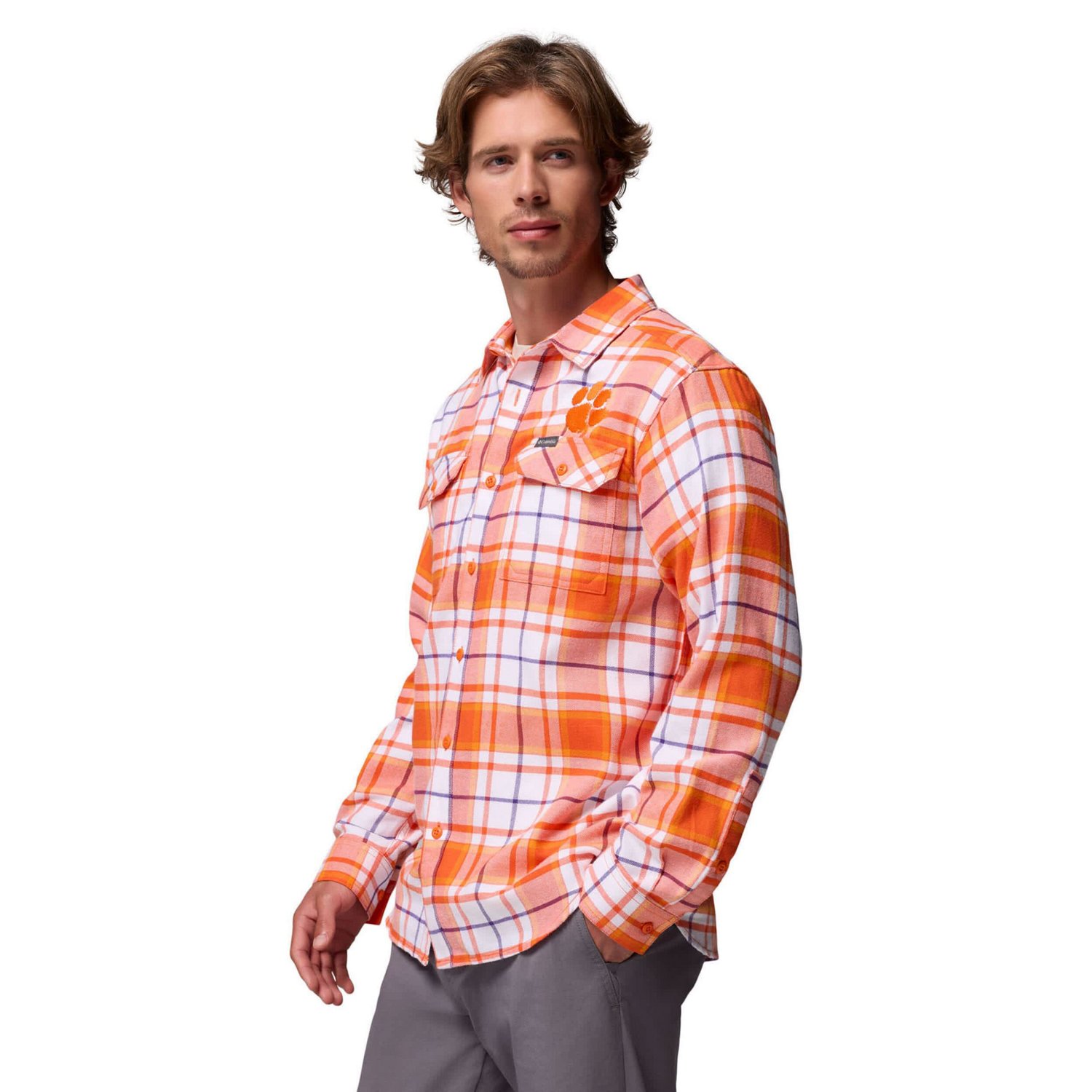 Columbia Clemson Tigers Flare Gun Omni-Wick Flannel Long Sleeve Button-Up Shirt - view number 3