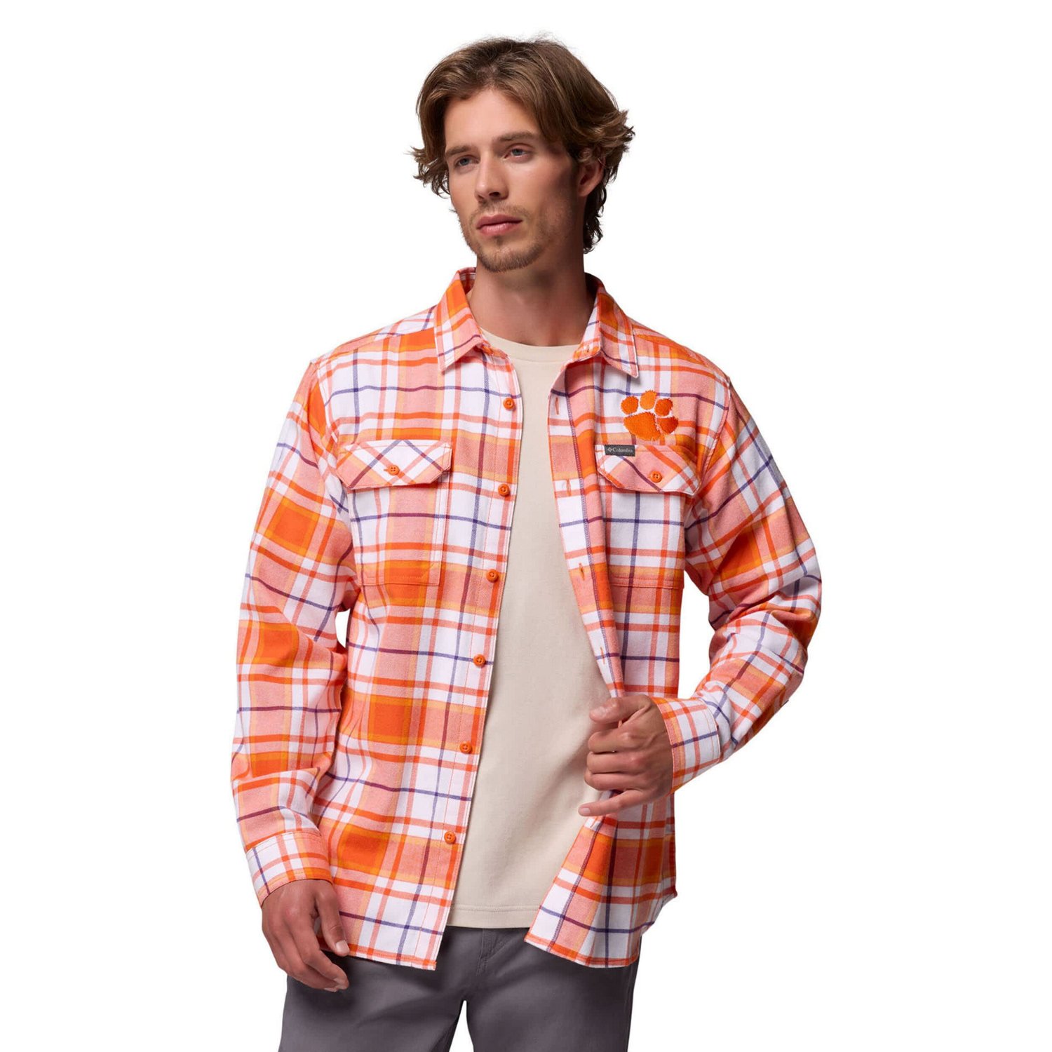 Columbia Clemson Tigers Flare Gun Omni-Wick Flannel Long Sleeve Button-Up Shirt - view number 4