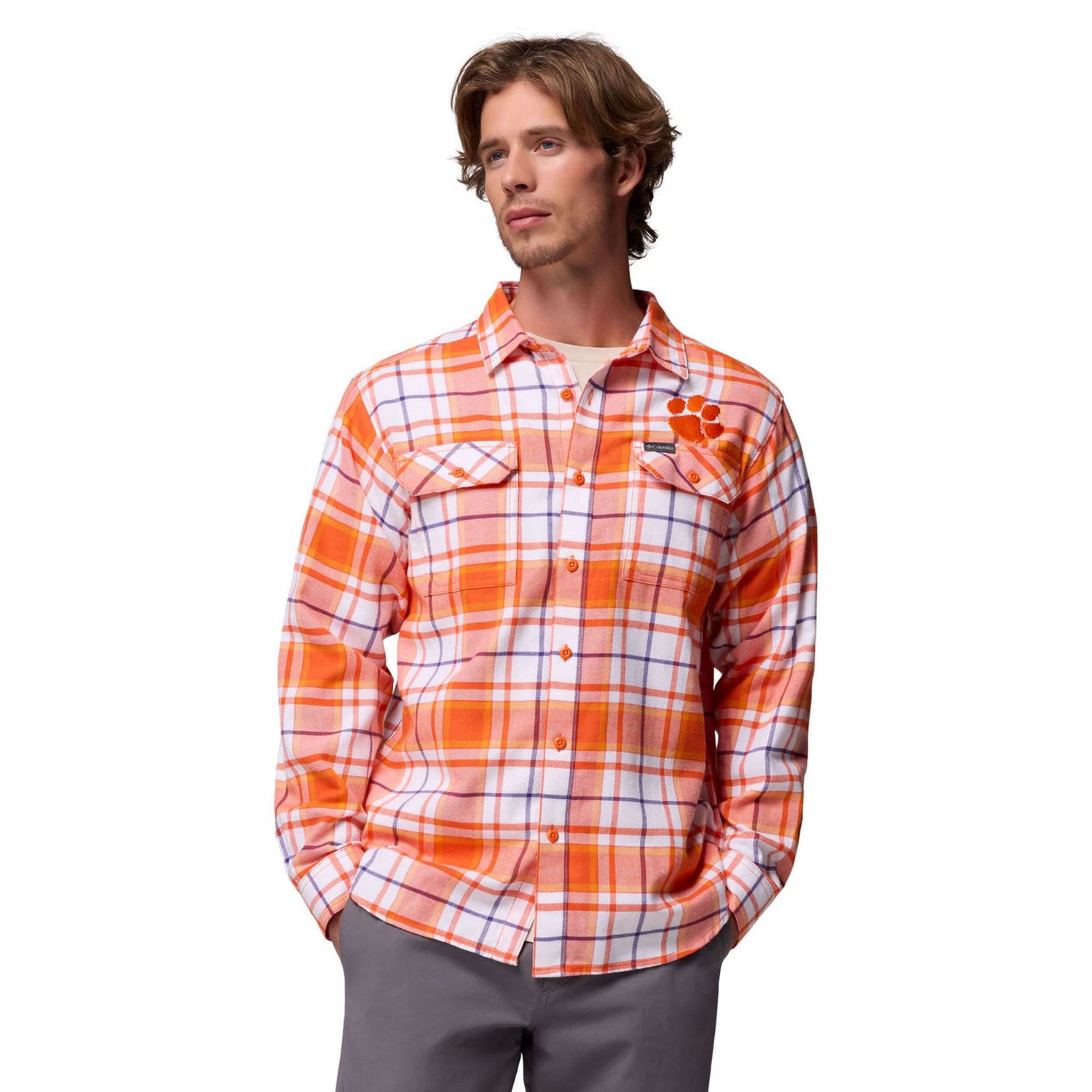 Columbia Clemson Tigers Flare Gun Omni-Wick Flannel Long Sleeve Button-Up Shirt - view number 1