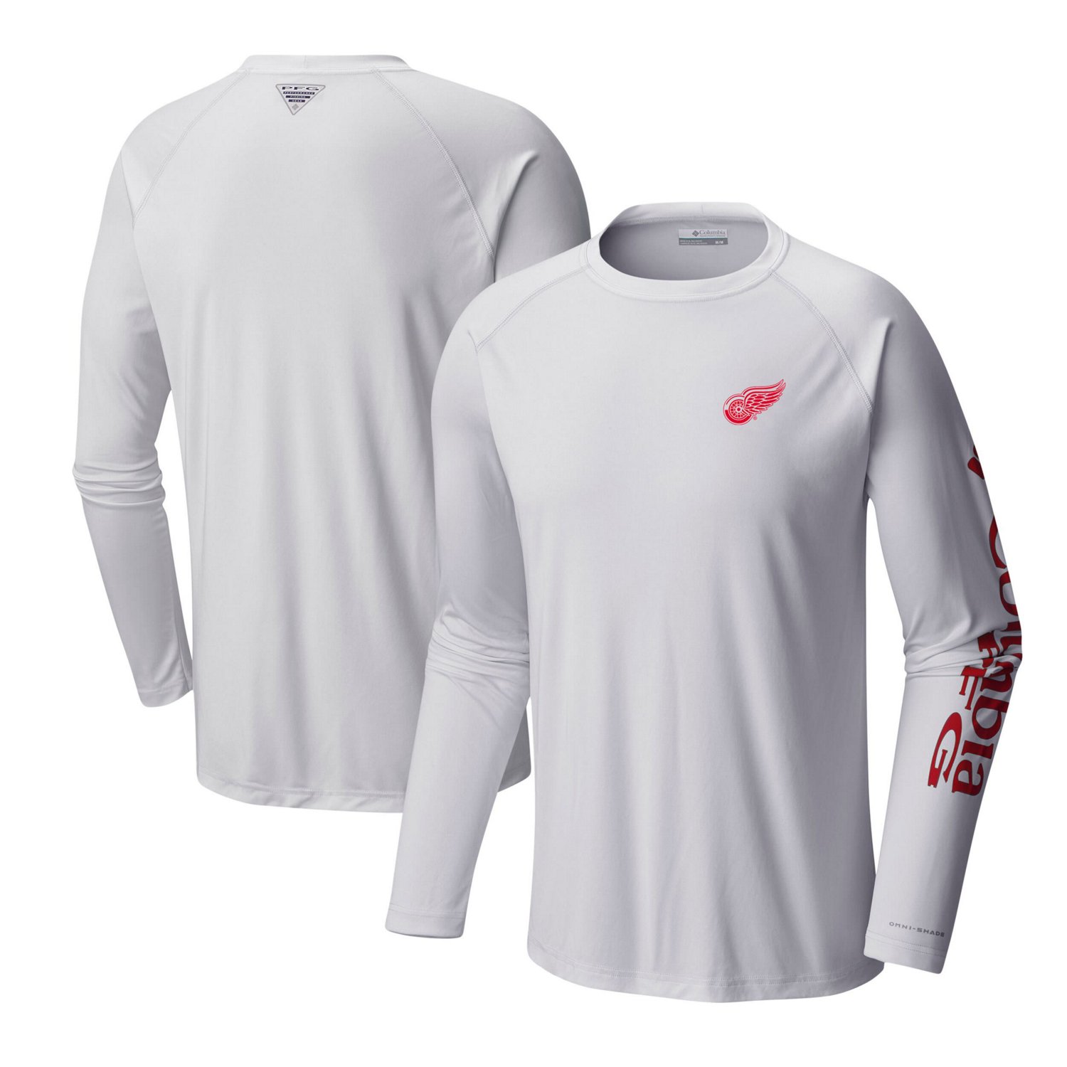 Columbia Detroit Red Wings Terminal Tackle Omni-Shade Raglan Long Sleeve T-Shirt