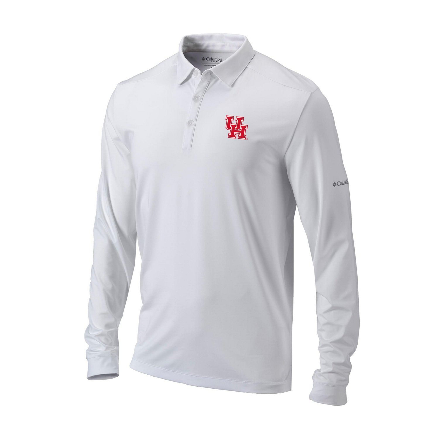 Columbia Houston Cougars Omni-Wick Pin High Long Sleeve Polo