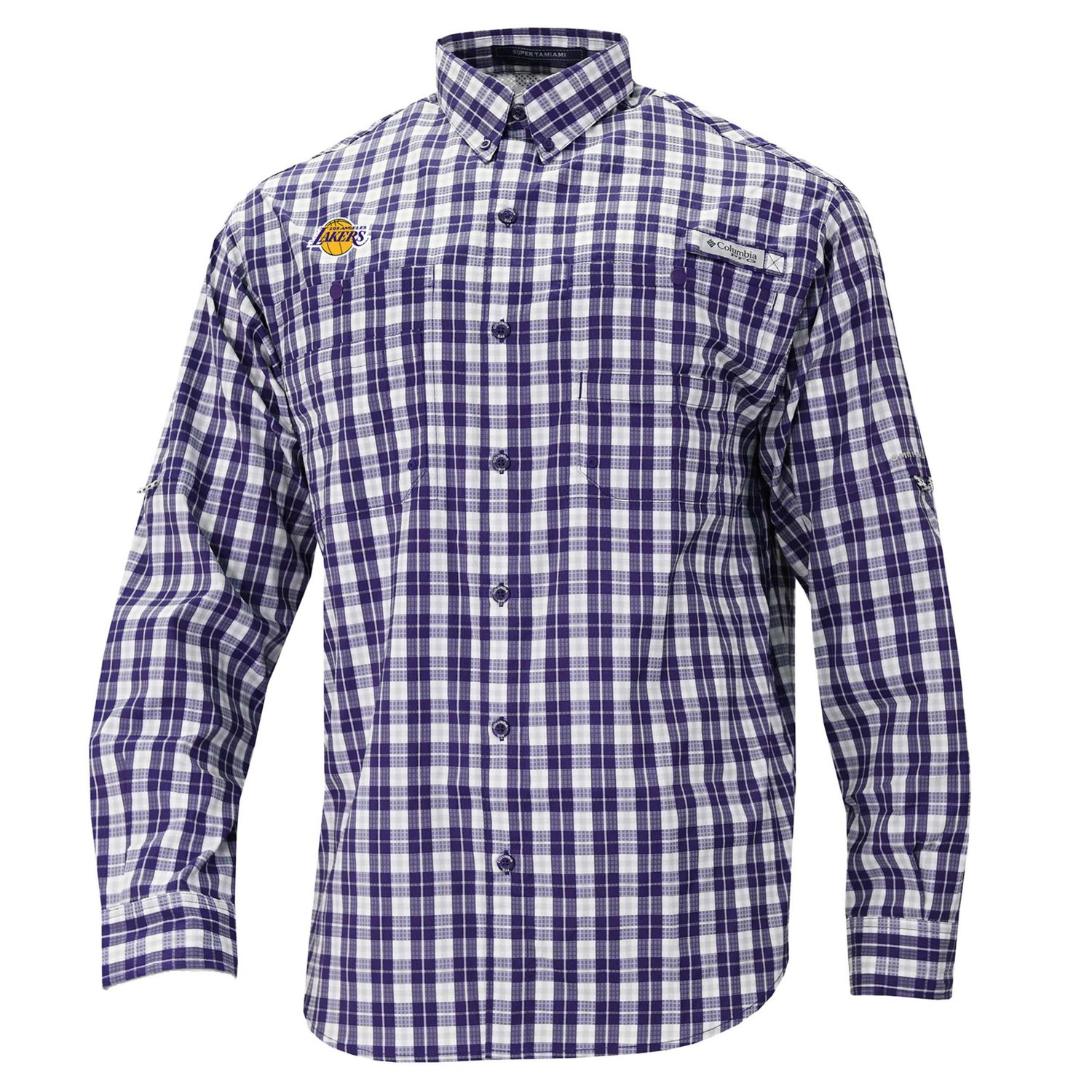 Columbia Los Angeles Lakers Super Tamiami Omni-Shade Long Sleeve Button-Down Shirt - view number 2