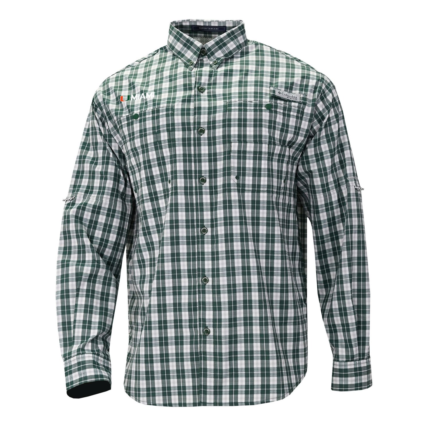 Columbia Miami Hurricanes Super Tamiami Omni-Shade Long Sleeve Button-Down Shirt