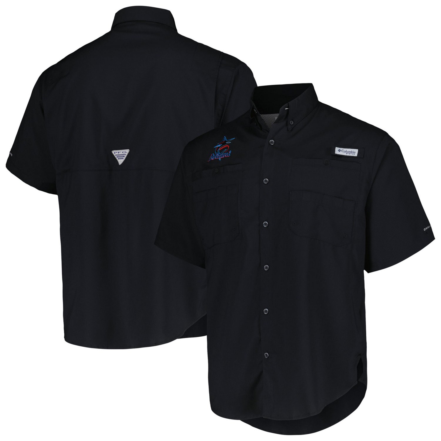 Columbia Miami Marlins Tamiami Omni-Shade Button-Down Shirt                                                                      - view number 1