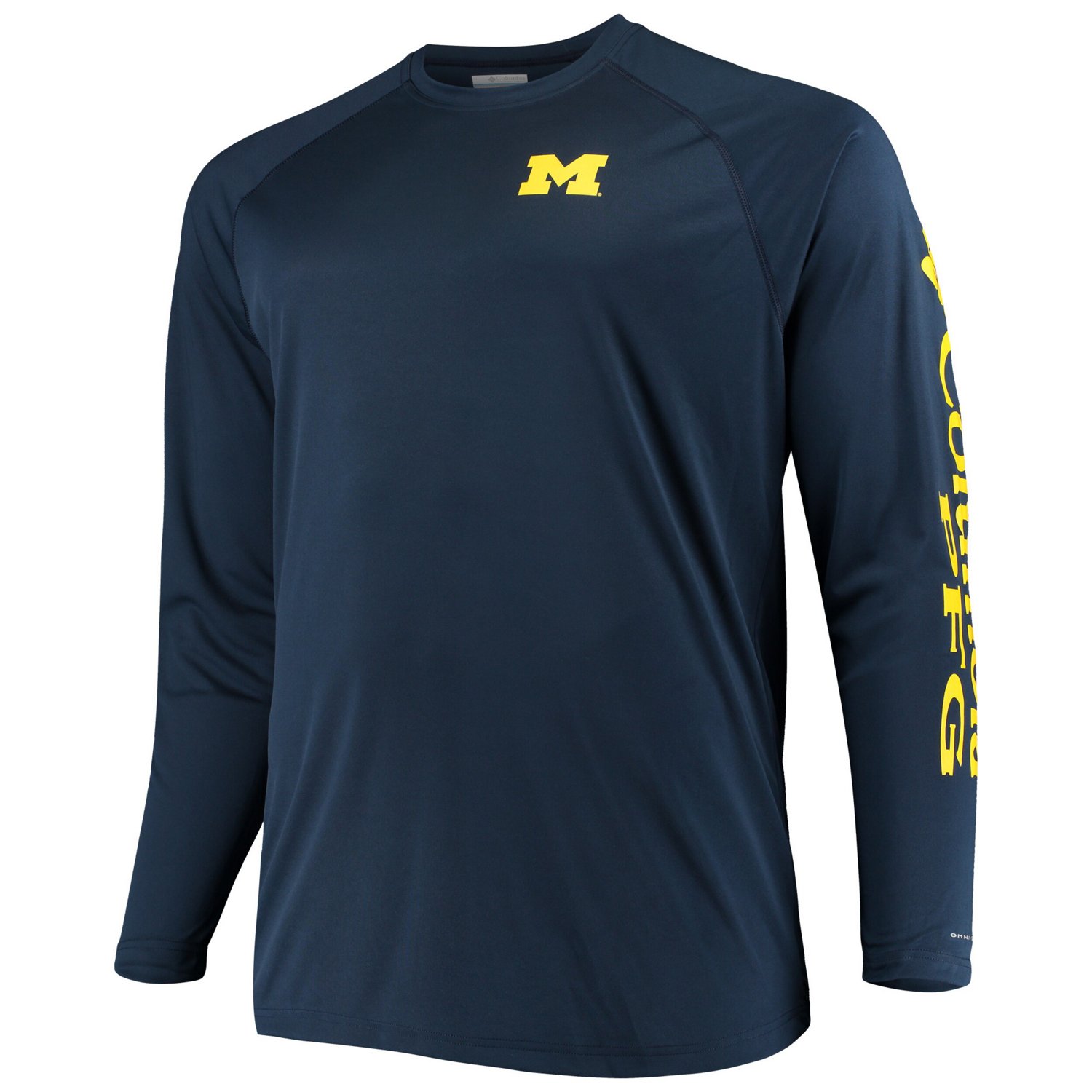Columbia Michigan Wolverines Big  Tall Terminal Tackle Long Sleeve Omni-Shade T-Shirt