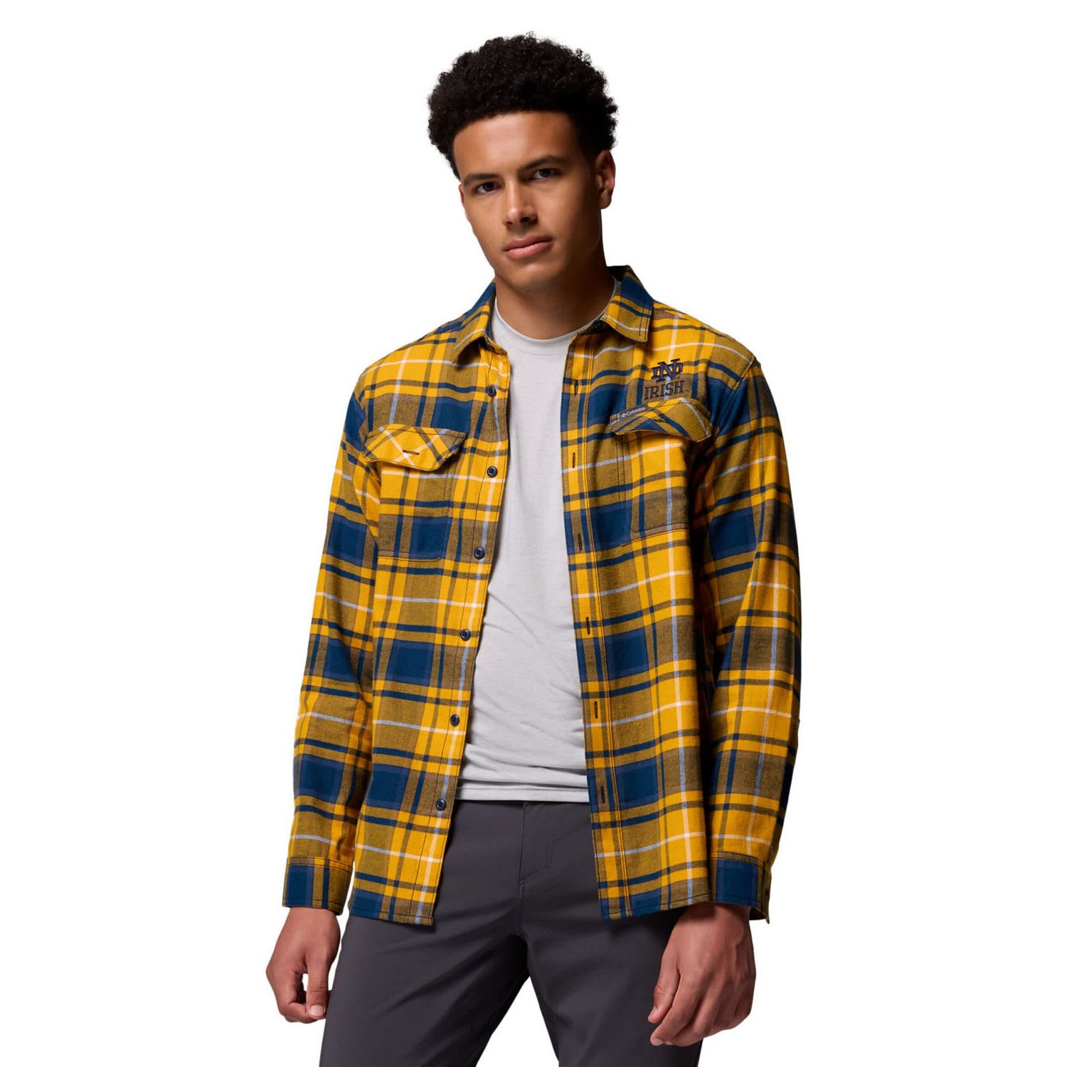 Columbia Notre Dame Fighting Irish Flare Gun Omni-Wick Flannel Long Sleeve Button-Up Shirt - view number 4