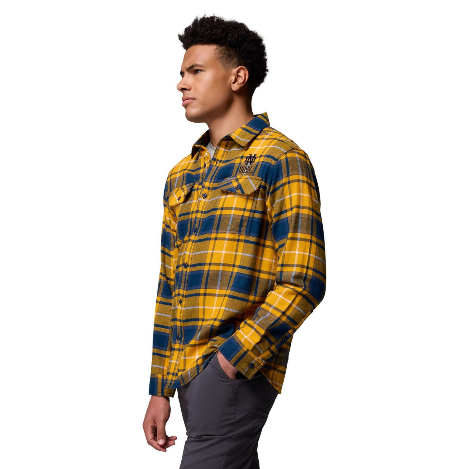 Columbia Notre Dame Fighting Irish Flare Gun Omni-Wick Flannel Long Sleeve Button-Up Shirt - view number 3