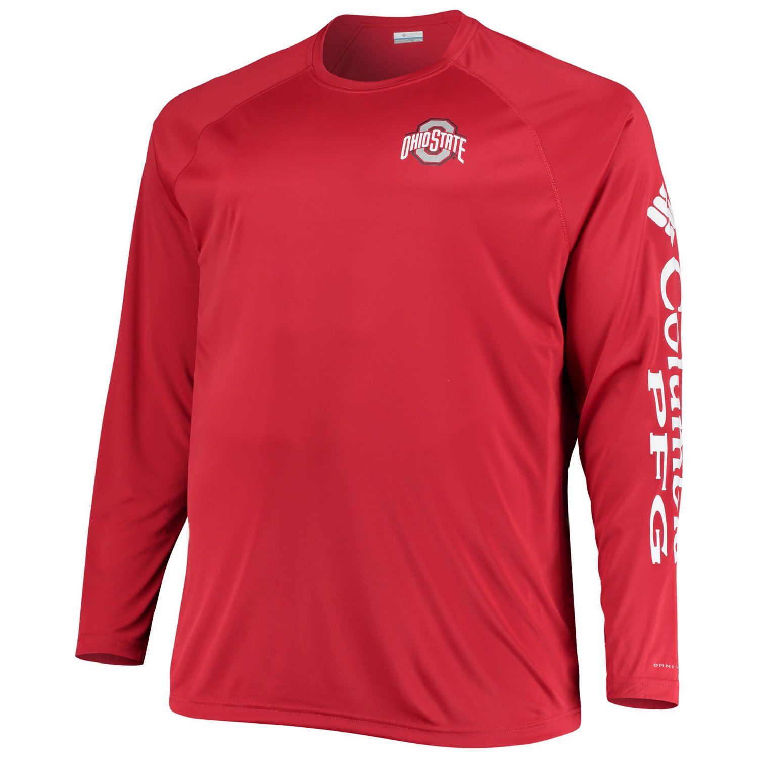 Columbia Ohio State Buckeyes Big  Tall Terminal Tackle Raglan Omni-Shade Long Sleeve T-Shirt