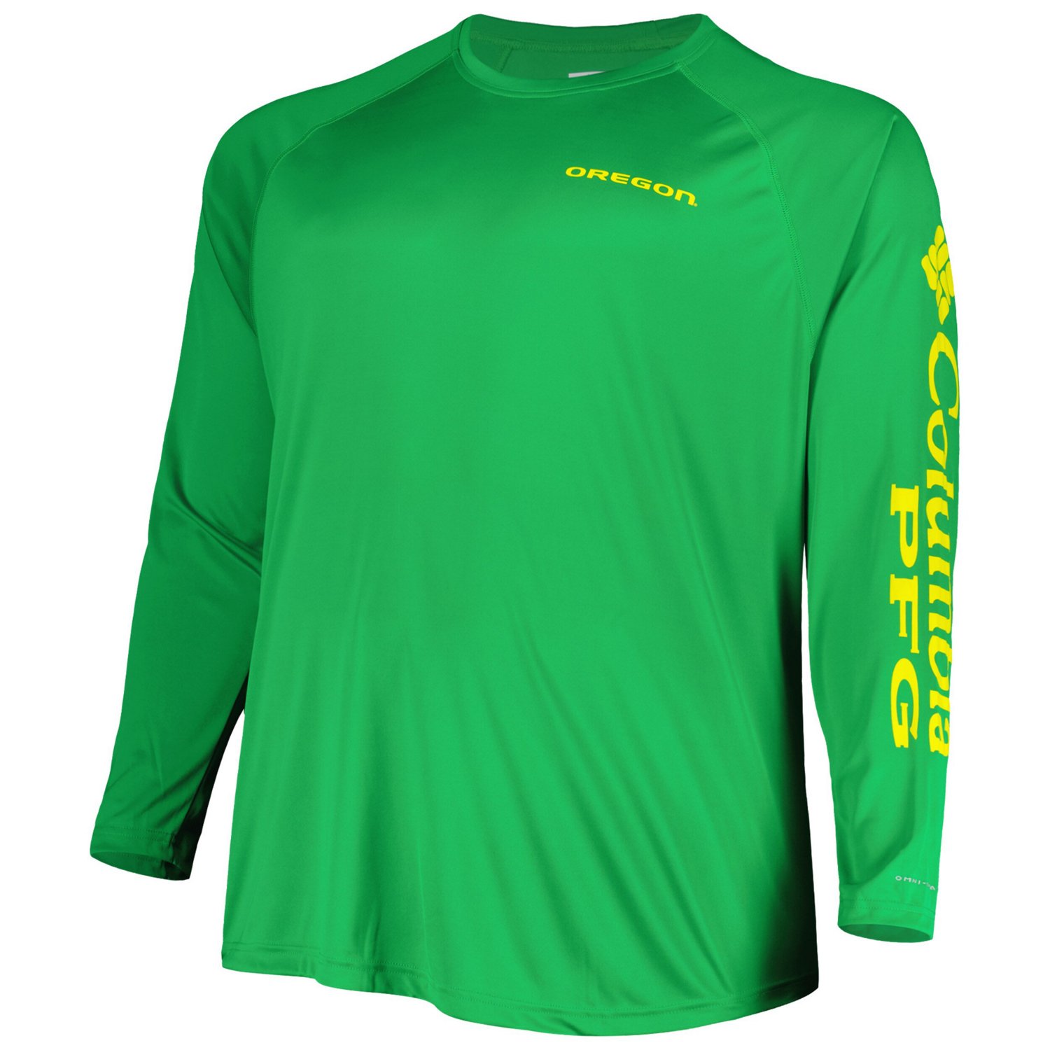 Columbia Oregon Ducks Big  Tall Terminal Tackle Raglan Omni-Wick Long Sleeve T-Shirt - view number 2