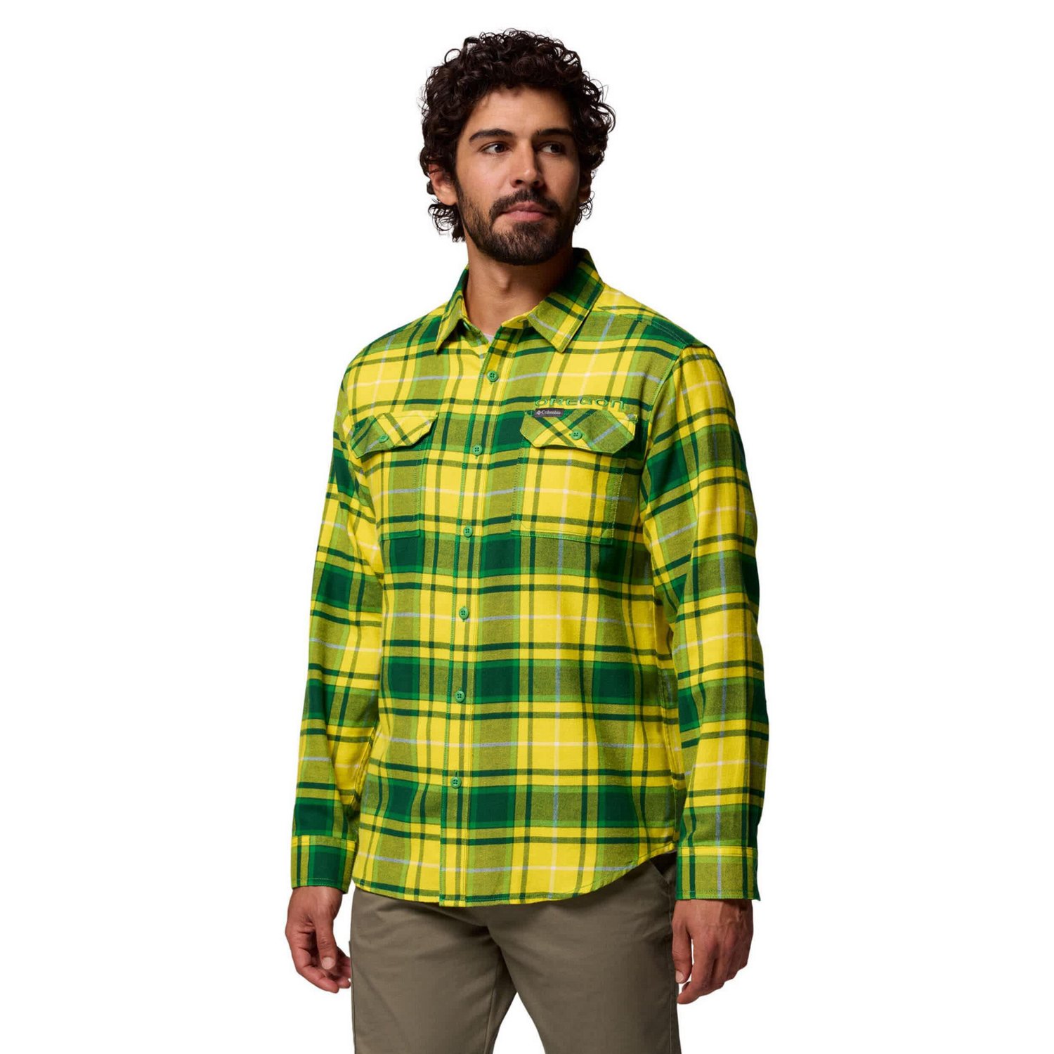 Columbia Oregon Ducks Flare Gun Omni-Wick Flannel Long Sleeve Button-Up Shirt - view number 3