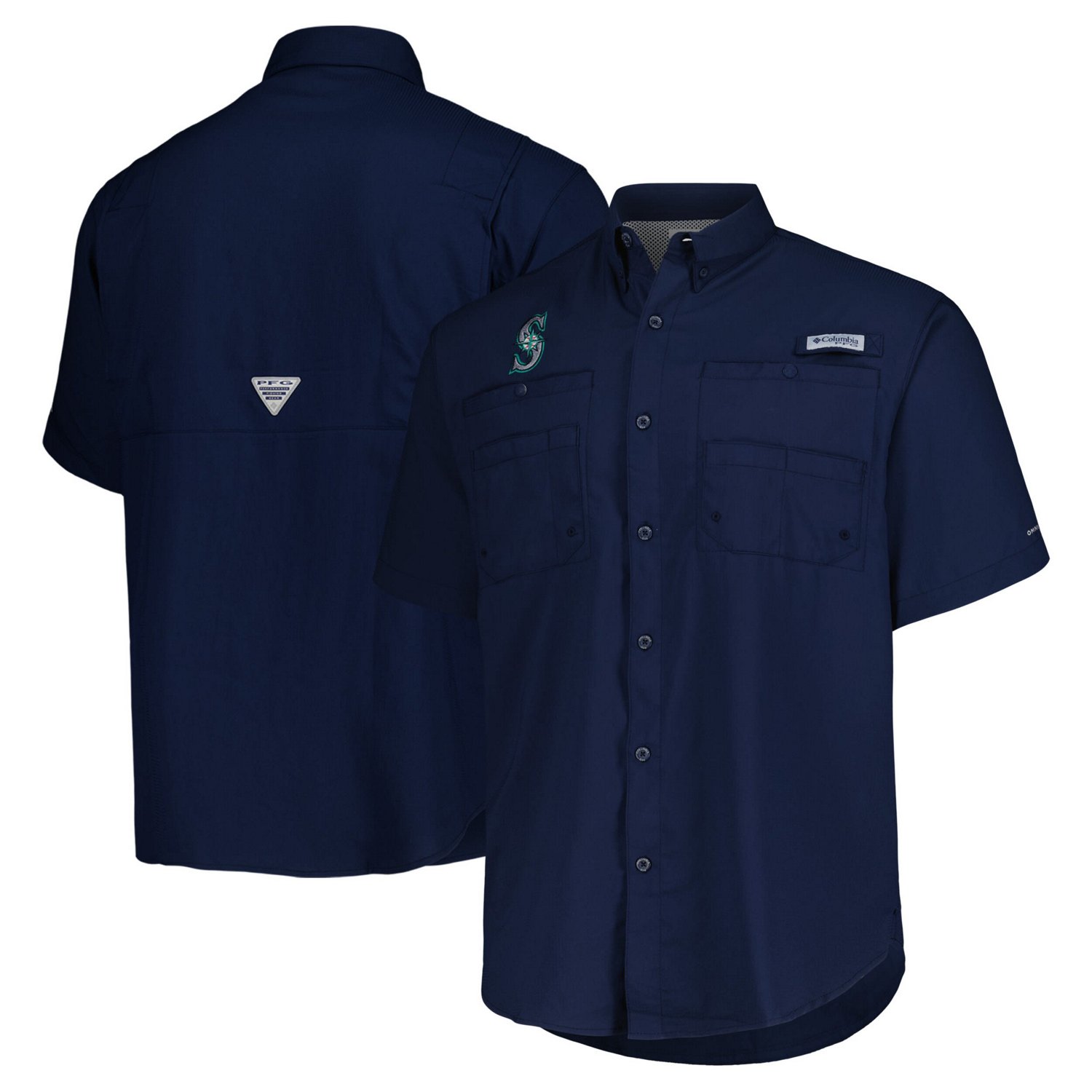 Columbia Seattle Mariners Tamiami Omni-Shade Button-Down Shirt
