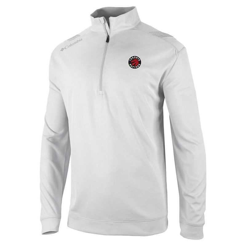 Men's Columbia White Toronto Raptors Oakland Downs Quarter-Zip Pullover