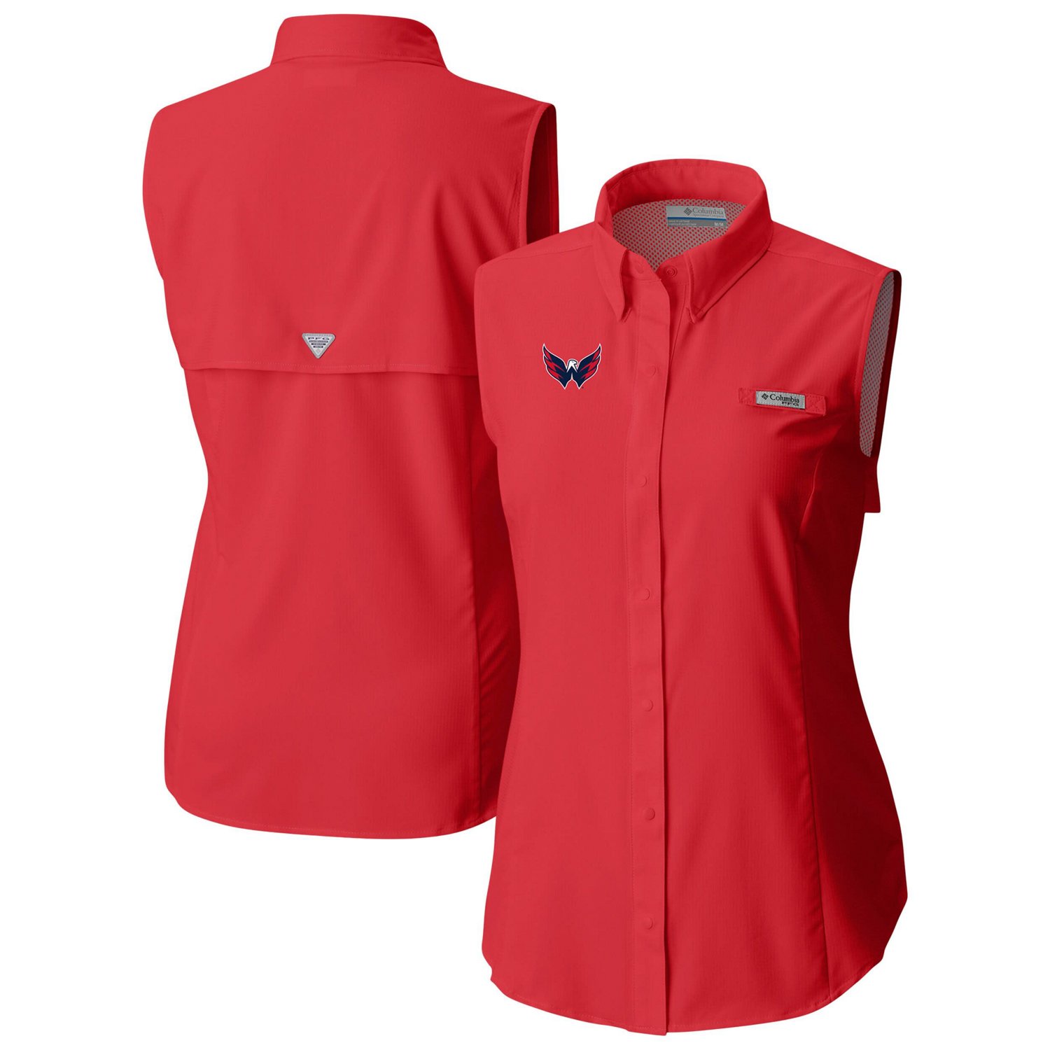 Columbia Washington Capitals Tamiami Omni-Shade Sleeveless Button-Up Shirt