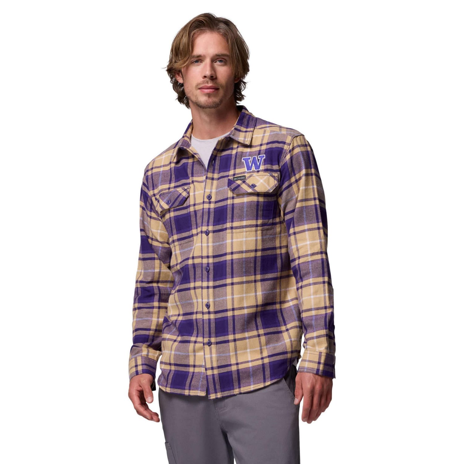 Columbia Washington Huskies Flare Gun Omni-Wick Flannel Long Sleeve Button-Up Shirt - view number 1